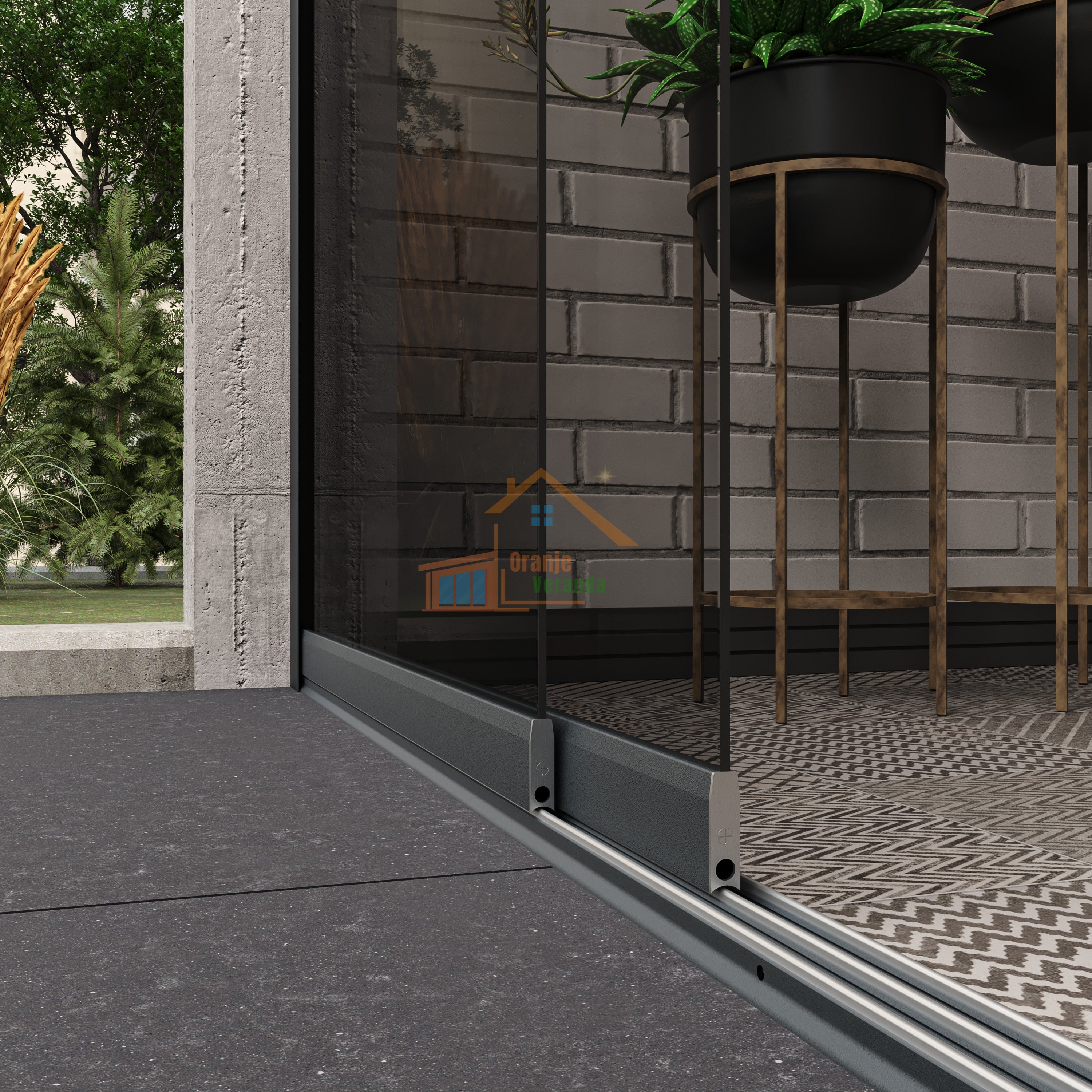 2-Rail Glazen Schuifwand tot 1780 mm breed (2x 900mm glas)