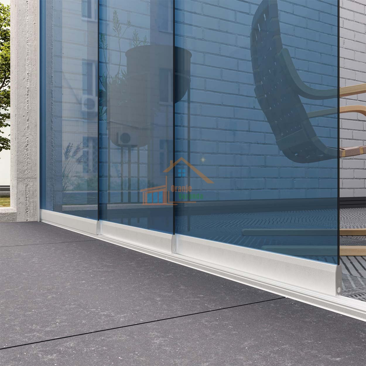 3-Rail Glazen Schuifwand tot 2640 mm breed (3x900mm glas)