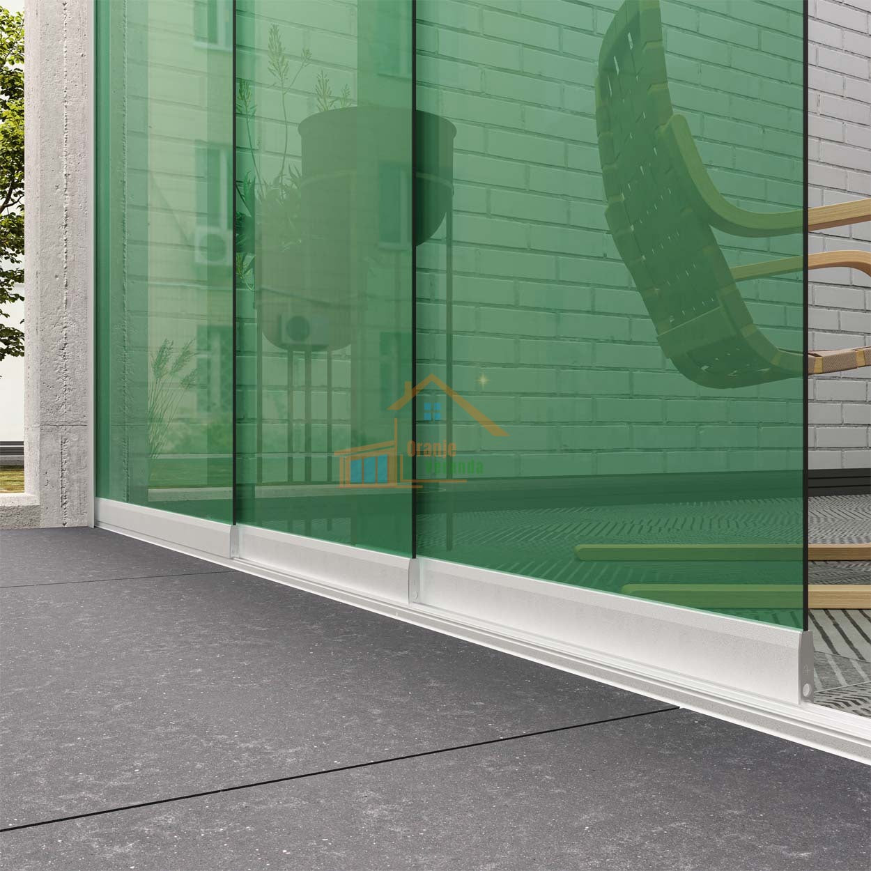 3-Rail Glazen Schuifwand tot 2640 mm breed (3x900mm glas)