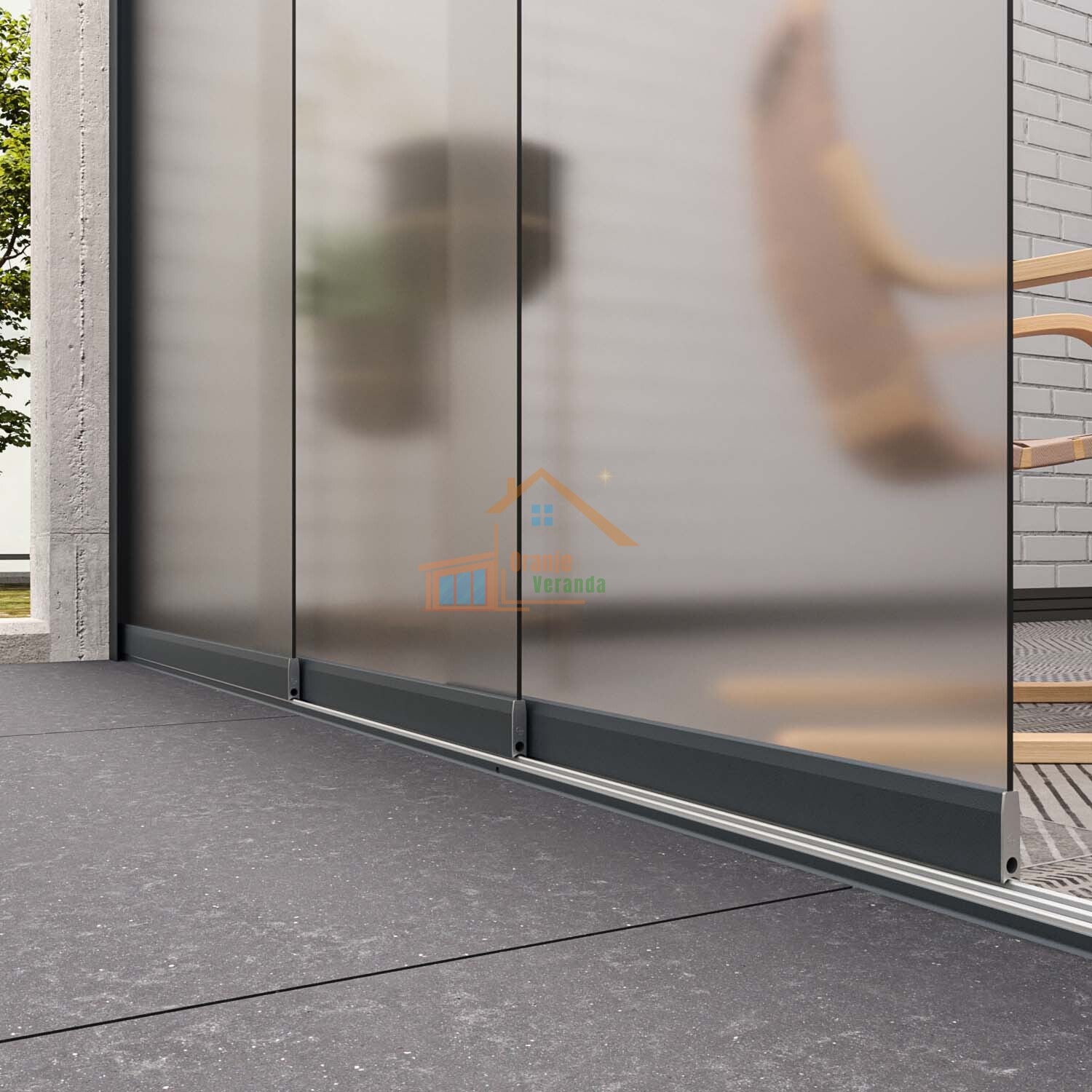 2-Rail Glazen Schuifwand tot 1780 mm breed (2x 900mm glas)