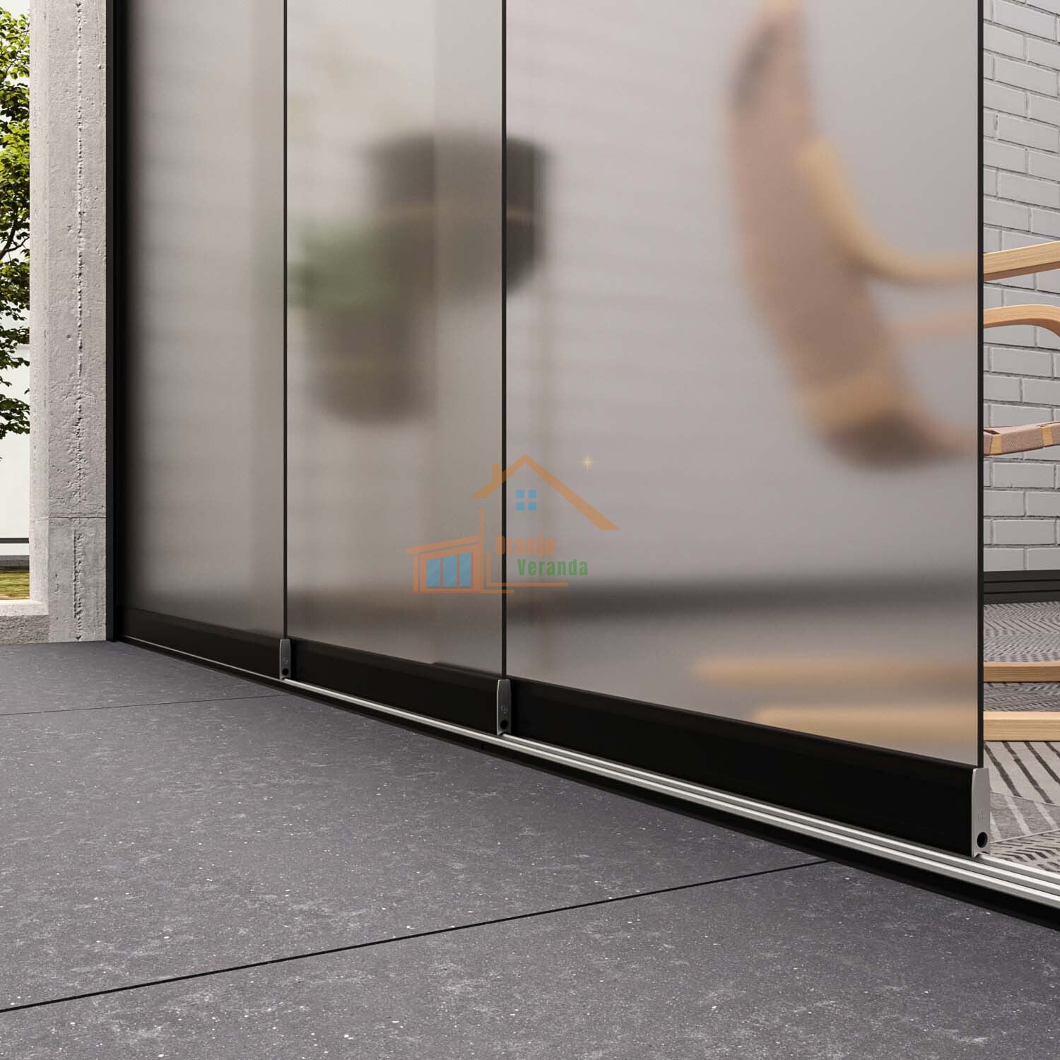 2-Rail Glazen Schuifwand tot 1780 mm breed (2x 900mm glas)