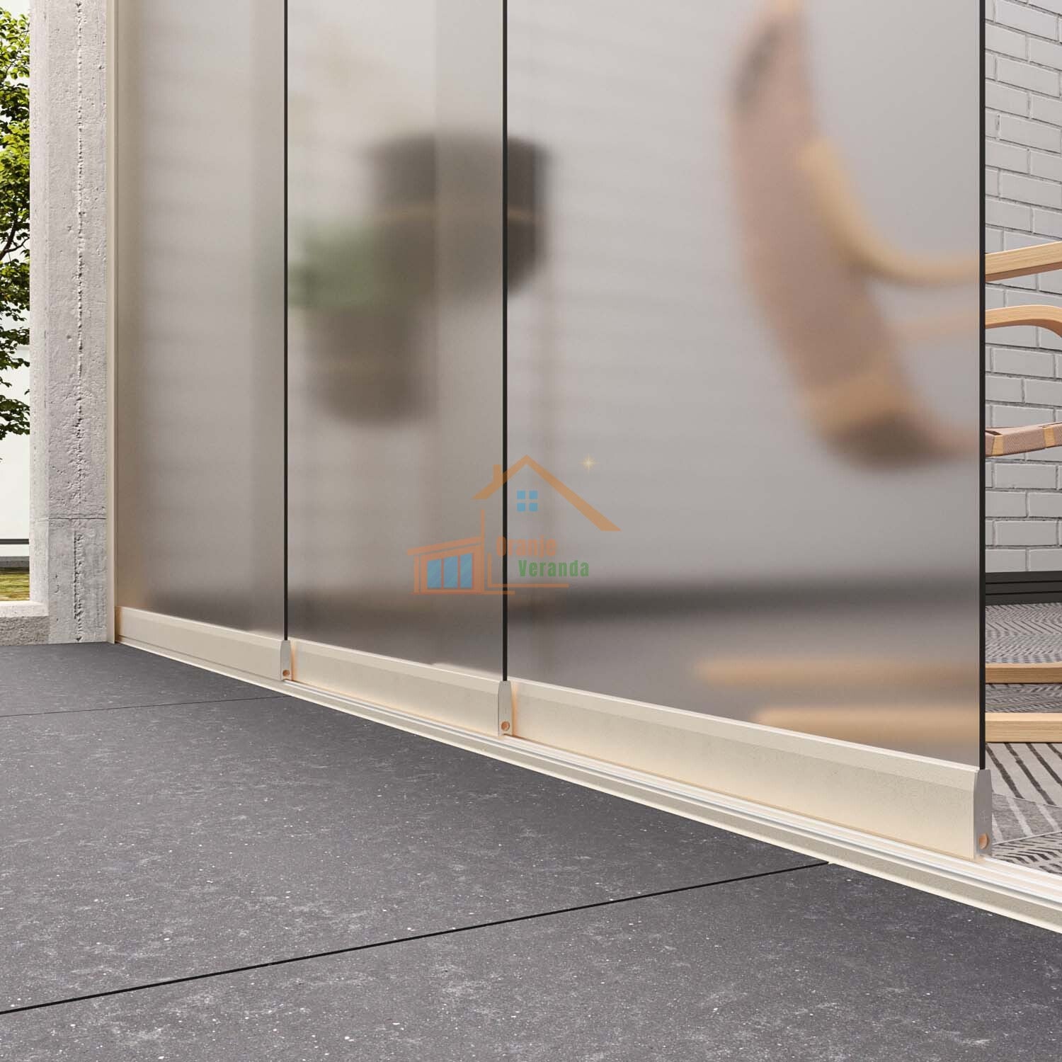 3-Rail Glazen Schuifwand tot 2640 mm breed (3x900mm glas)