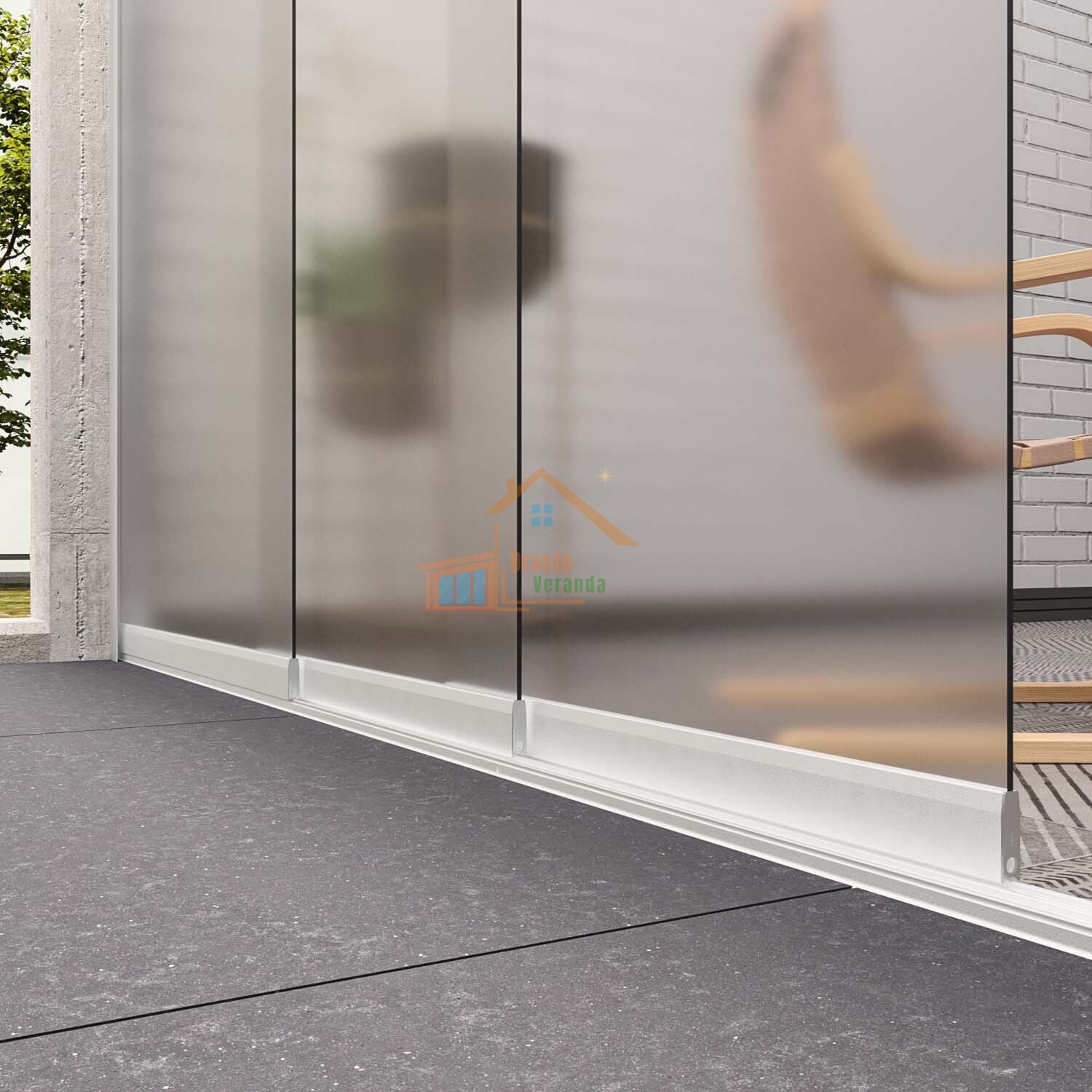2-Rail Glazen Schuifwand tot 1620 mm breed (2x 820mm glas)