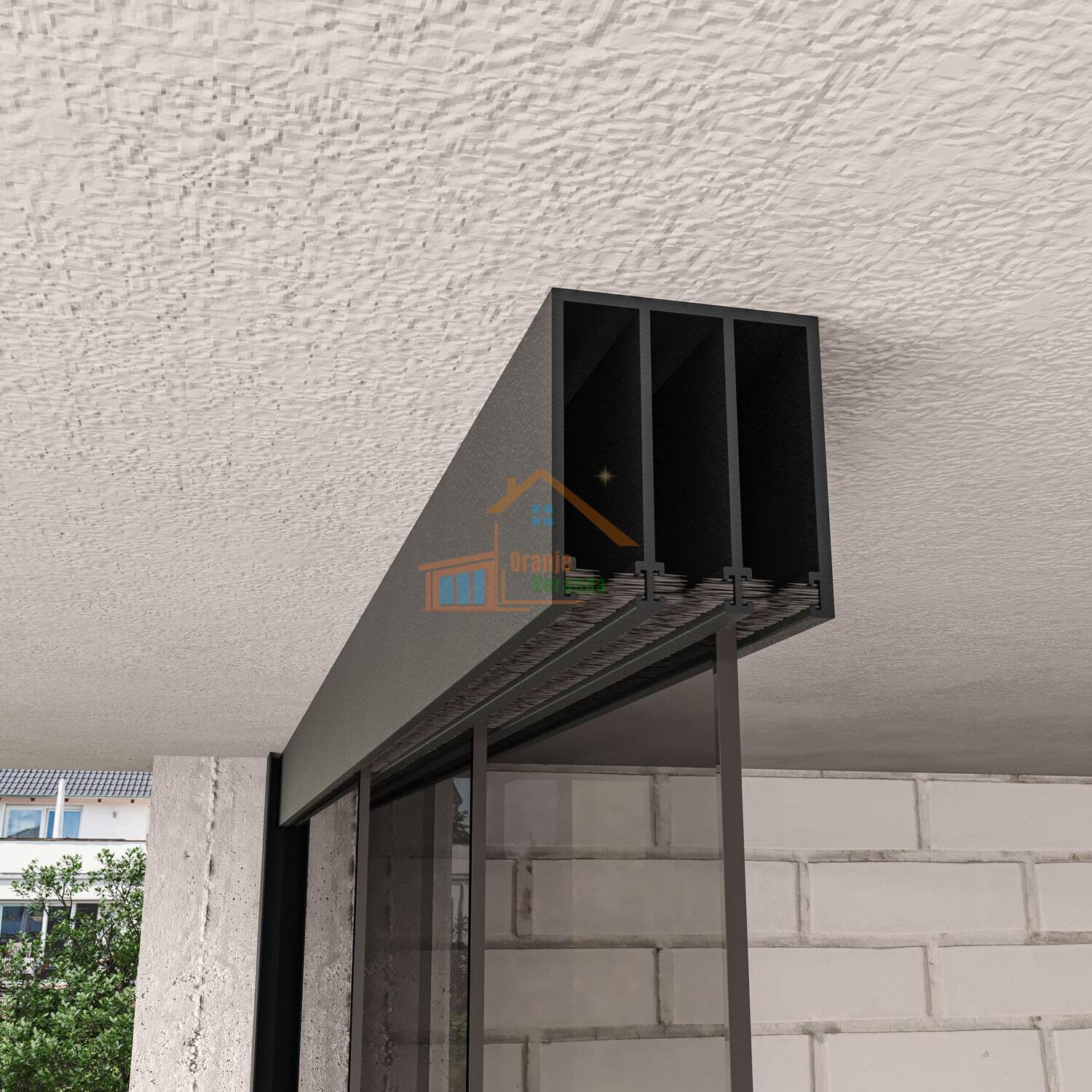 3-Rail Glazen Schuifwand tot 2640 mm breed (3x900mm glas)