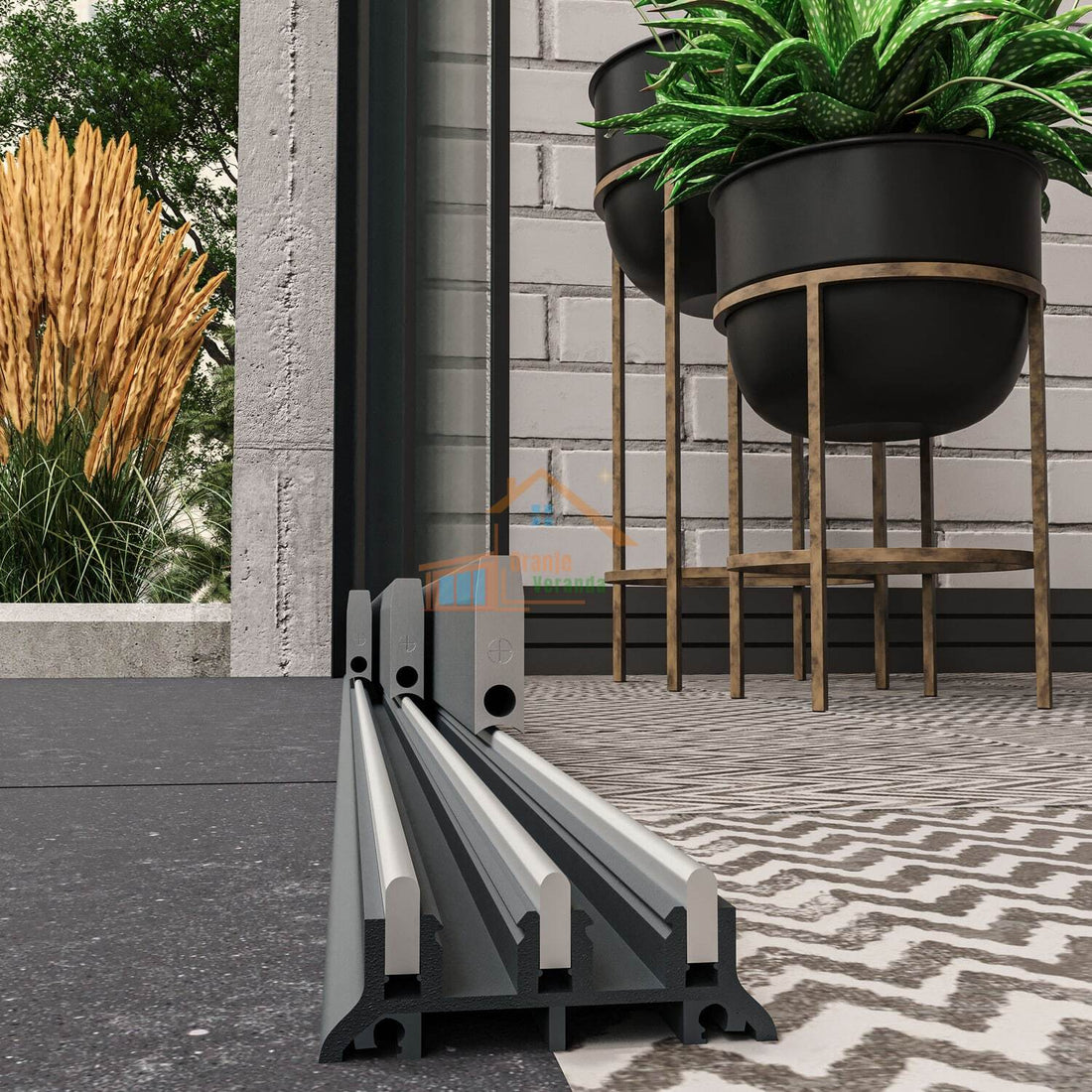 3-Rail Glazen Schuifwand tot 2400 mm breed (3x820mm glas)