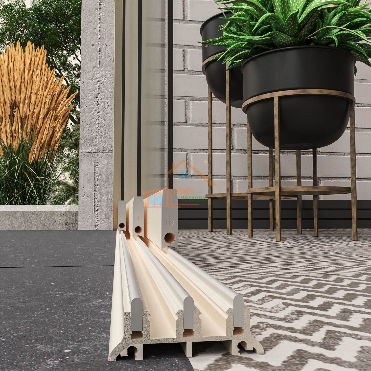 3-Rail Glazen Schuifwand tot 2640 mm breed (3x900mm glas)