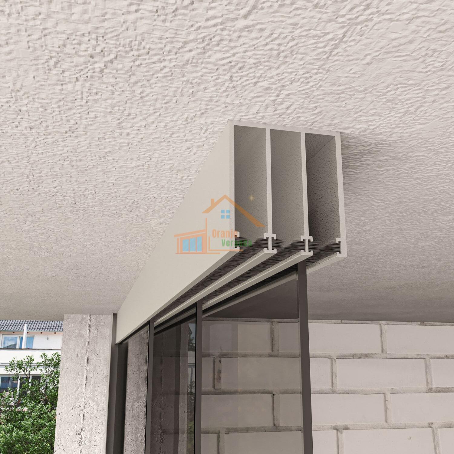 3-Rail Glazen Schuifwand tot 2400 mm breed (3x820mm glas)
