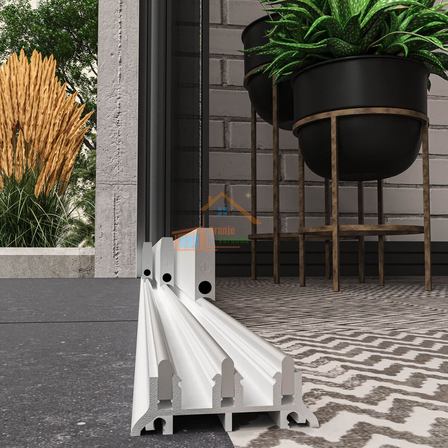 2-Rail Glazen Schuifwand tot 1780 mm breed (2x 900mm glas)