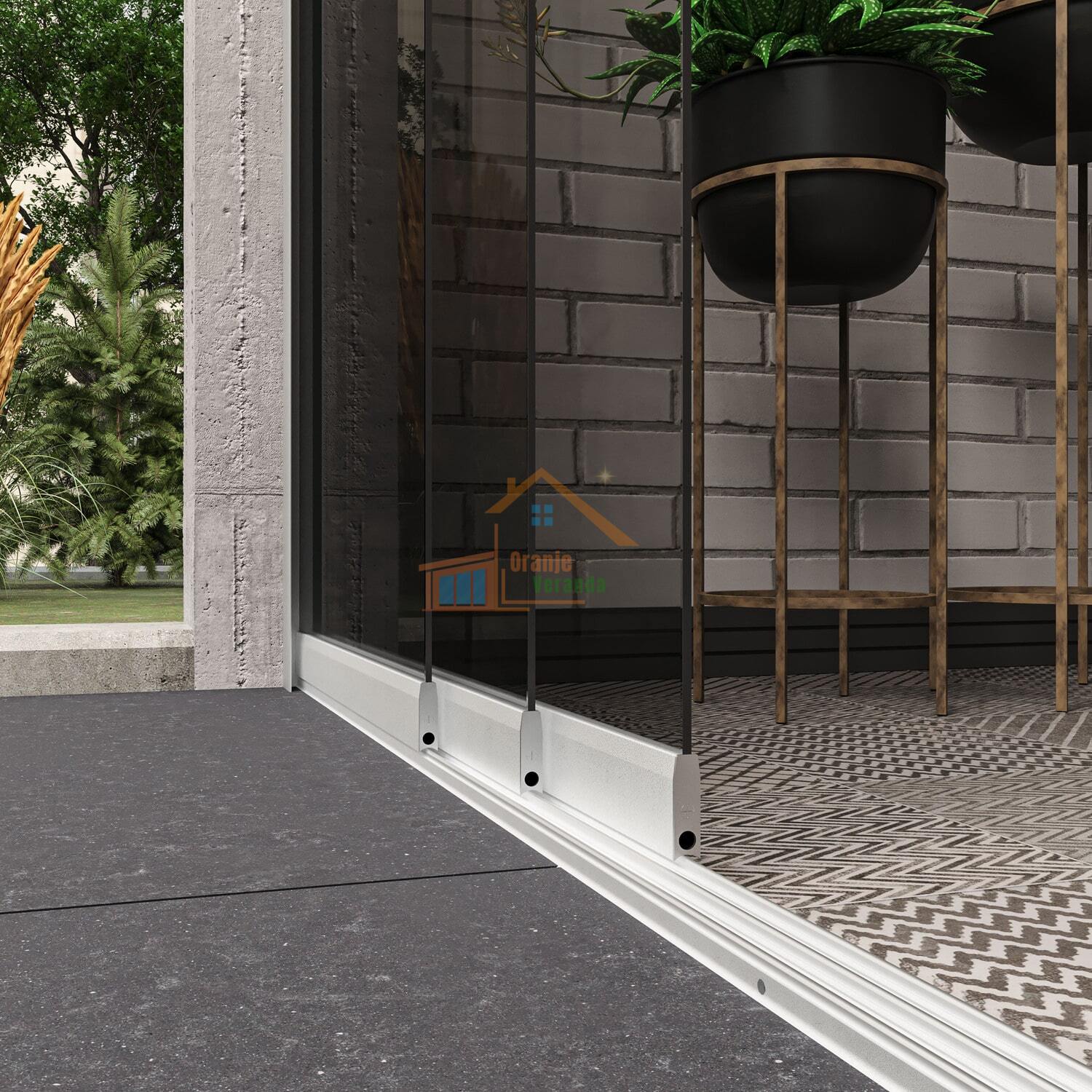 3-Rail Glazen Schuifwand tot 2640 mm breed (3x900mm glas)