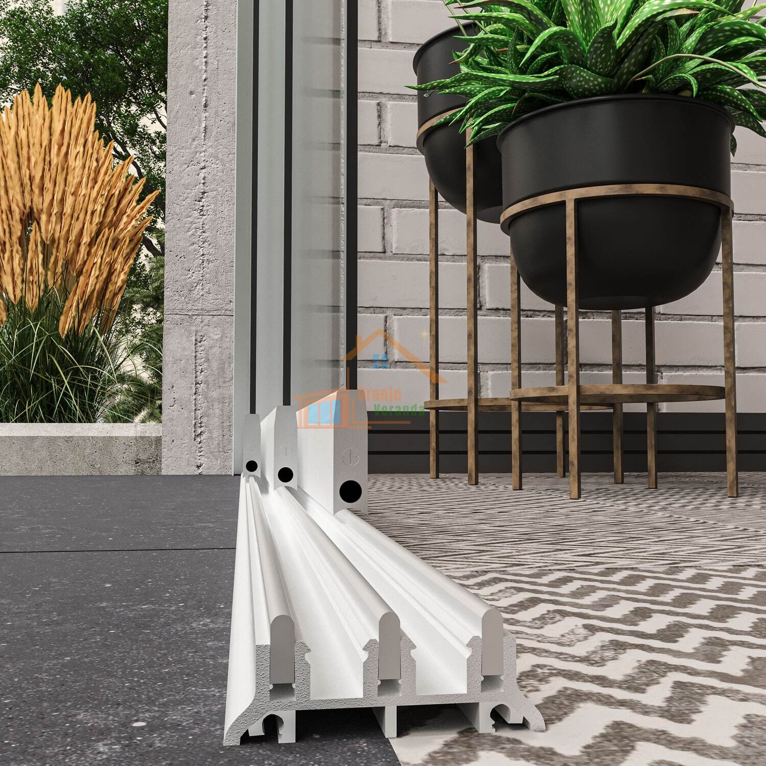 3-Rail Glazen Schuifwand tot 2640 mm breed (3x900mm glas)