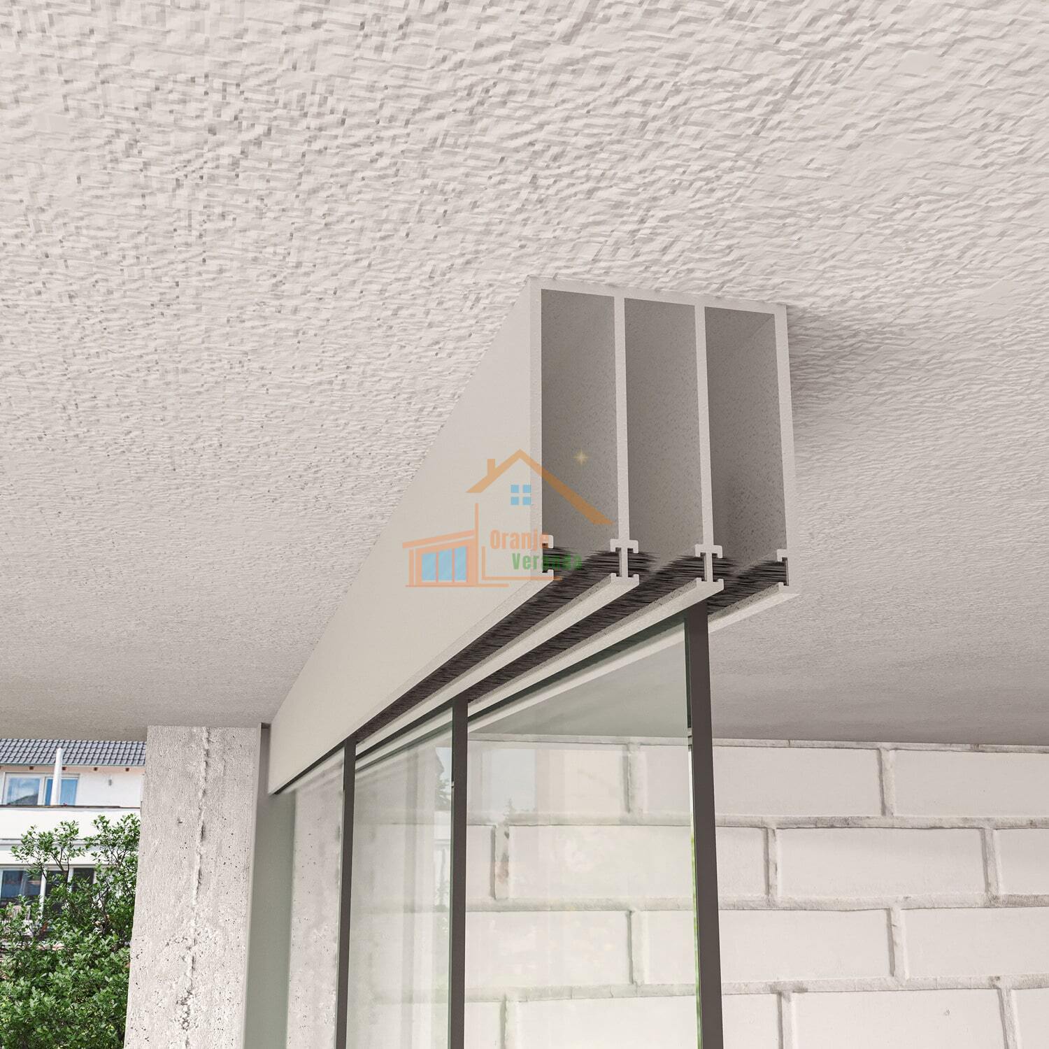 3-Rail Glazen Schuifwand tot 2640 mm breed (3x900mm glas)