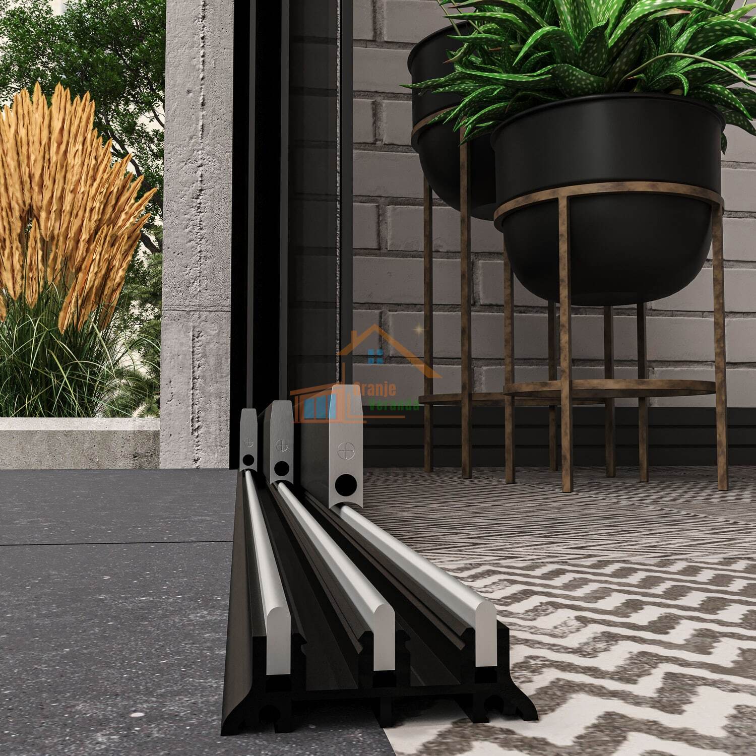 2-Rail Glazen Schuifwand tot 1780 mm breed (2x 900mm glas)