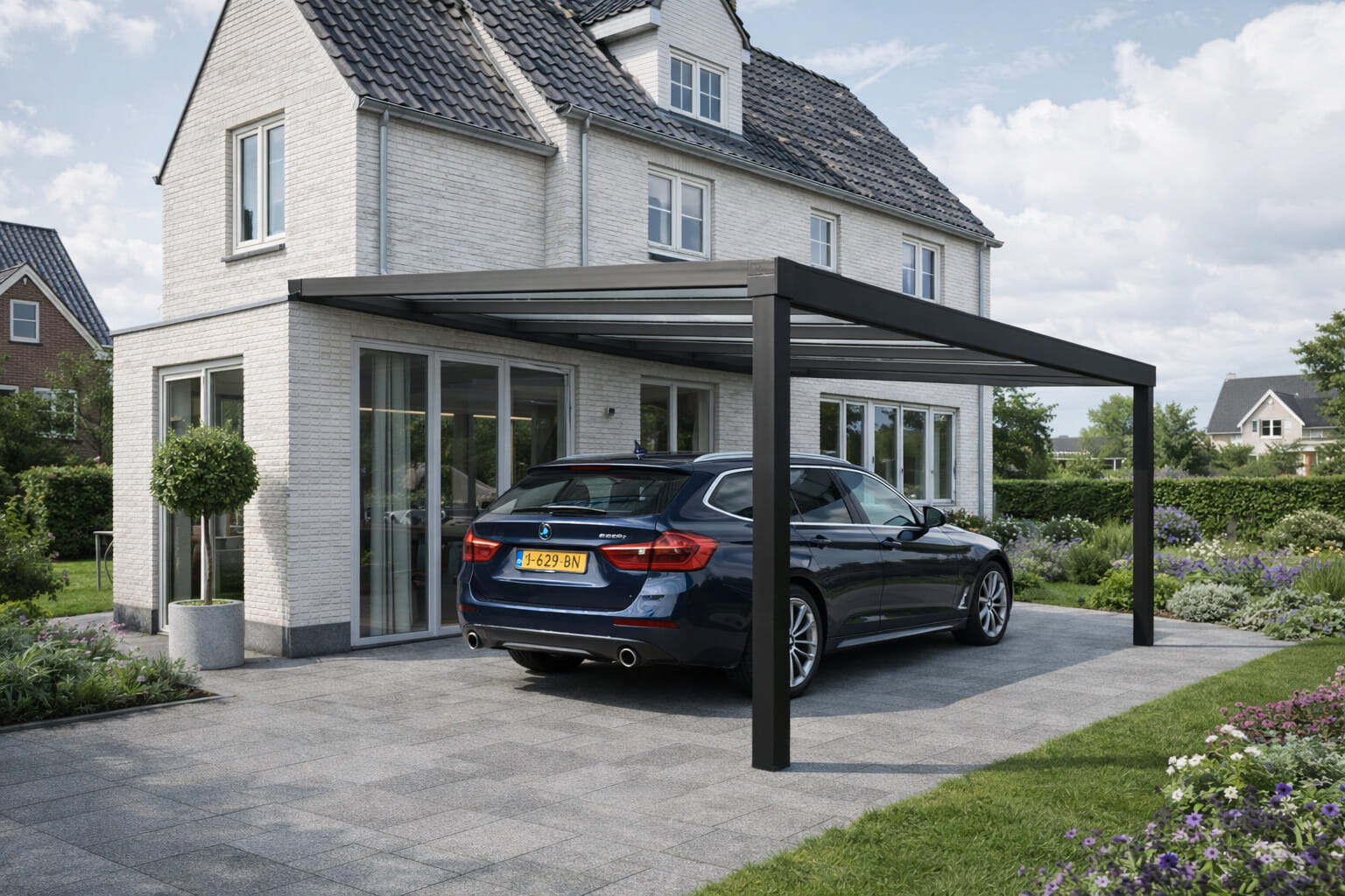 Carport met glazen dak