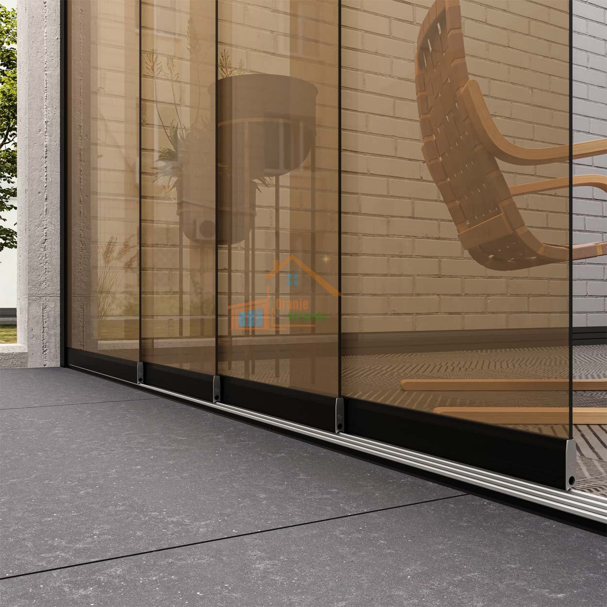 4-Rail Glazen Schuifwand tot 3510 mm breed (4x 900mm glas)