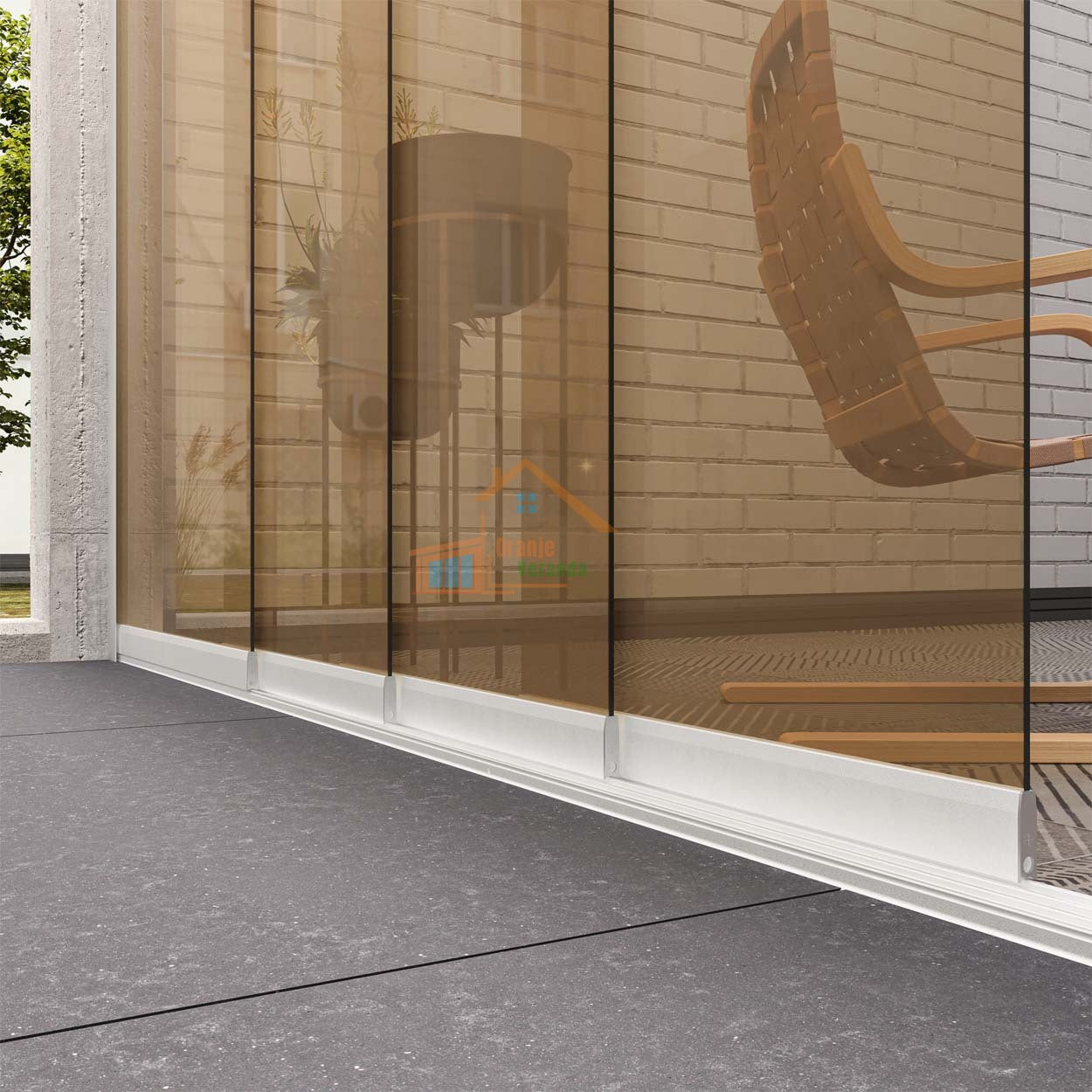 4-Rail Glazen Schuifwand tot 3510 mm breed (4x 900mm glas)