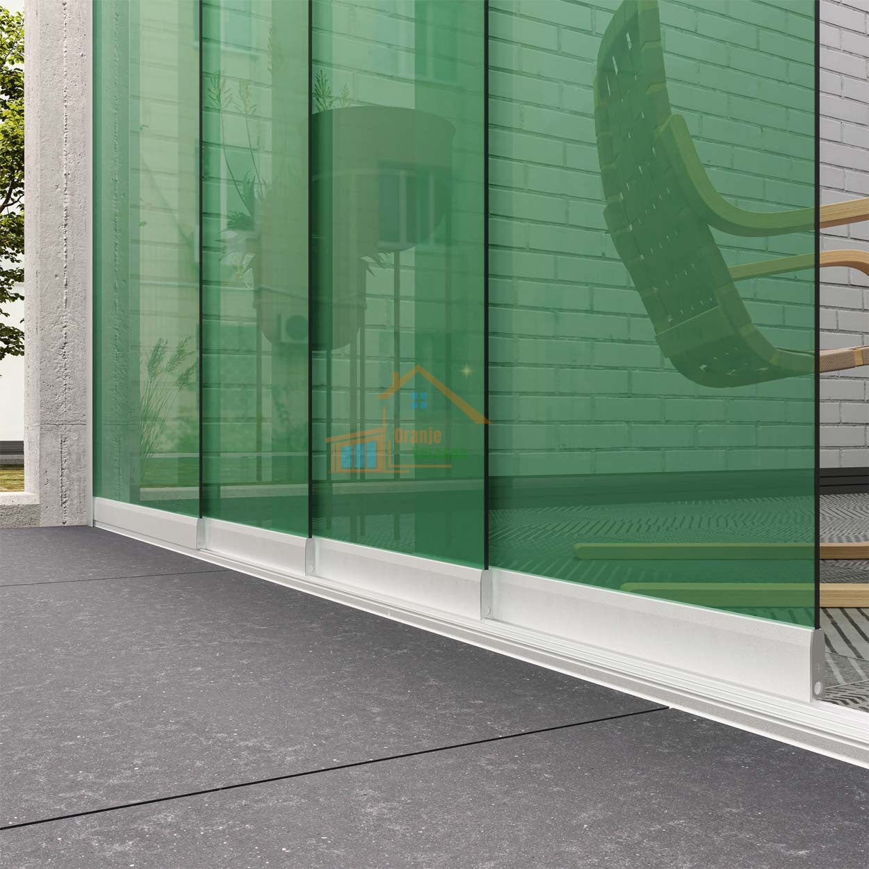 4-Rail Glazen Schuifwand tot 3510 mm breed (4x 900mm glas)