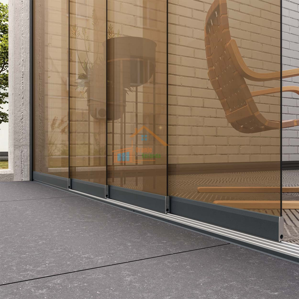 4-Rail Glazen Schuifwand tot 3510 mm breed (4x 900mm glas)