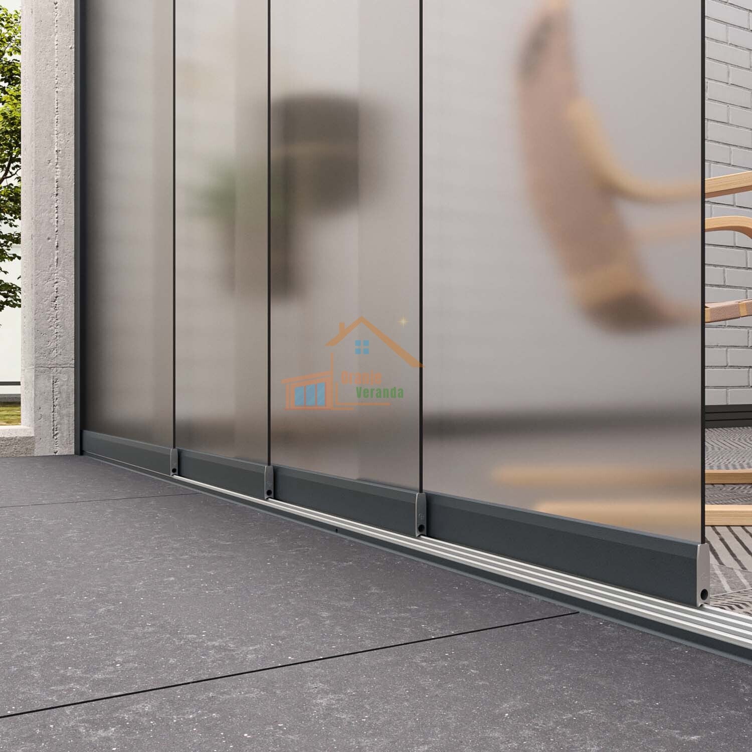 4-Rail Glazen Schuifwand tot 3510 mm breed (4x 900mm glas)