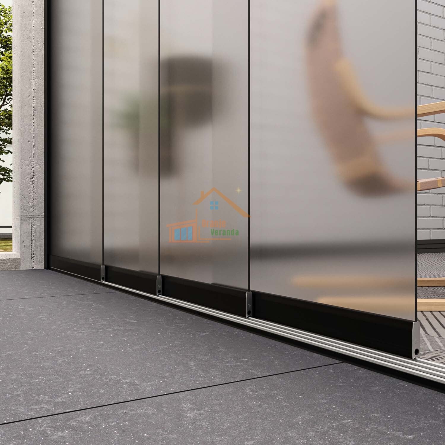 4-Rail Glazen Schuifwand tot 3750 mm breed (4x 960mm glas)