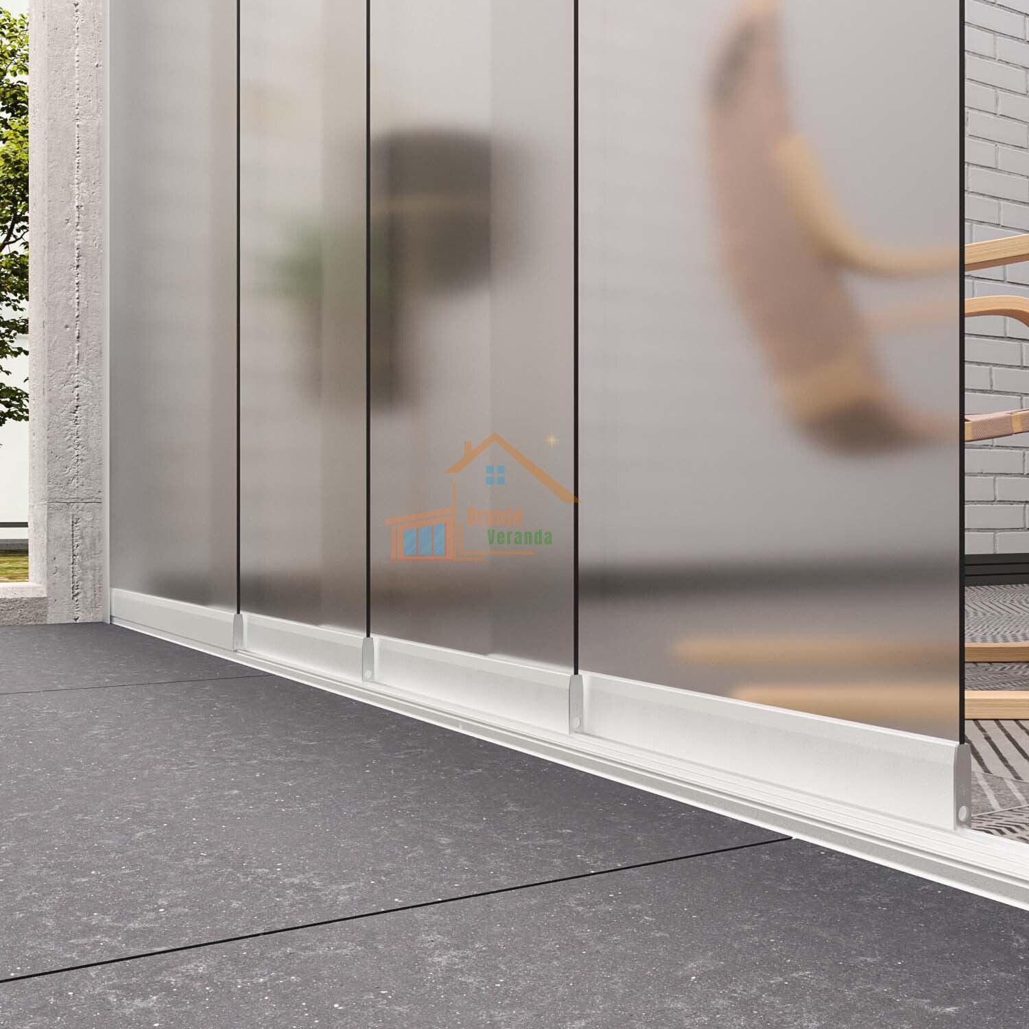 4-Rail Glazen Schuifwand tot 3510 mm breed (4x 900mm glas)