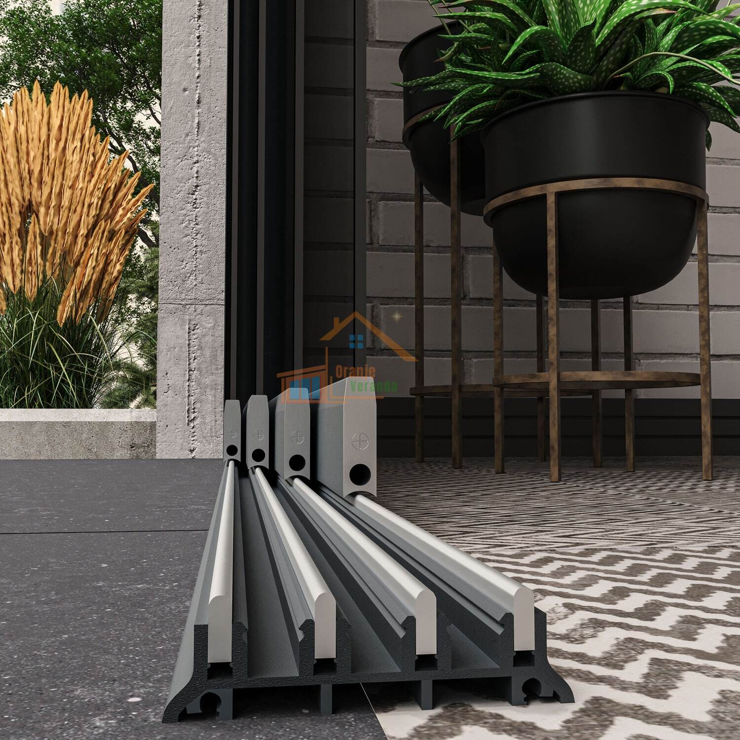 4-Rail Glazen Schuifwand tot 3510 mm breed (4x 900mm glas)