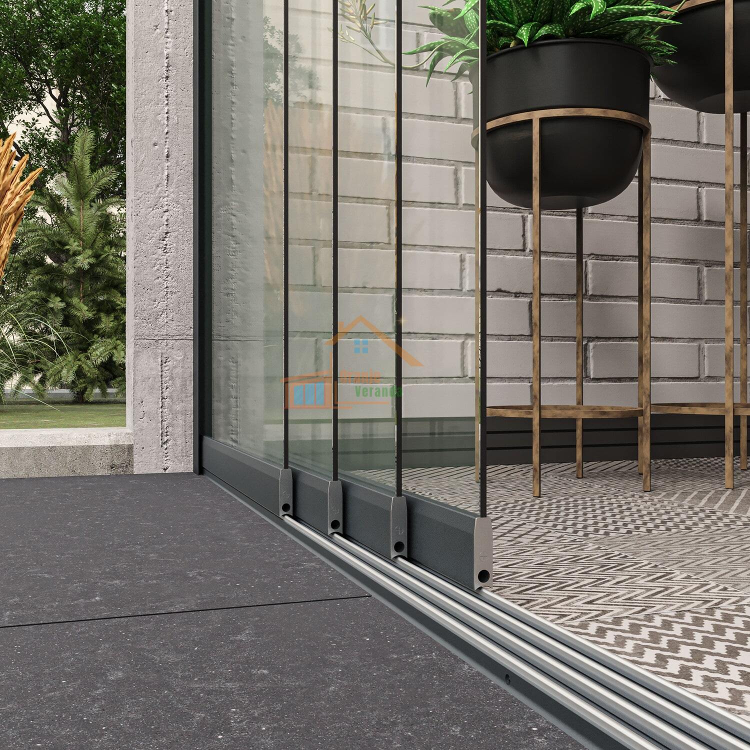 4-Rail Glazen Schuifwand tot 3510 mm breed (4x 900mm glas)