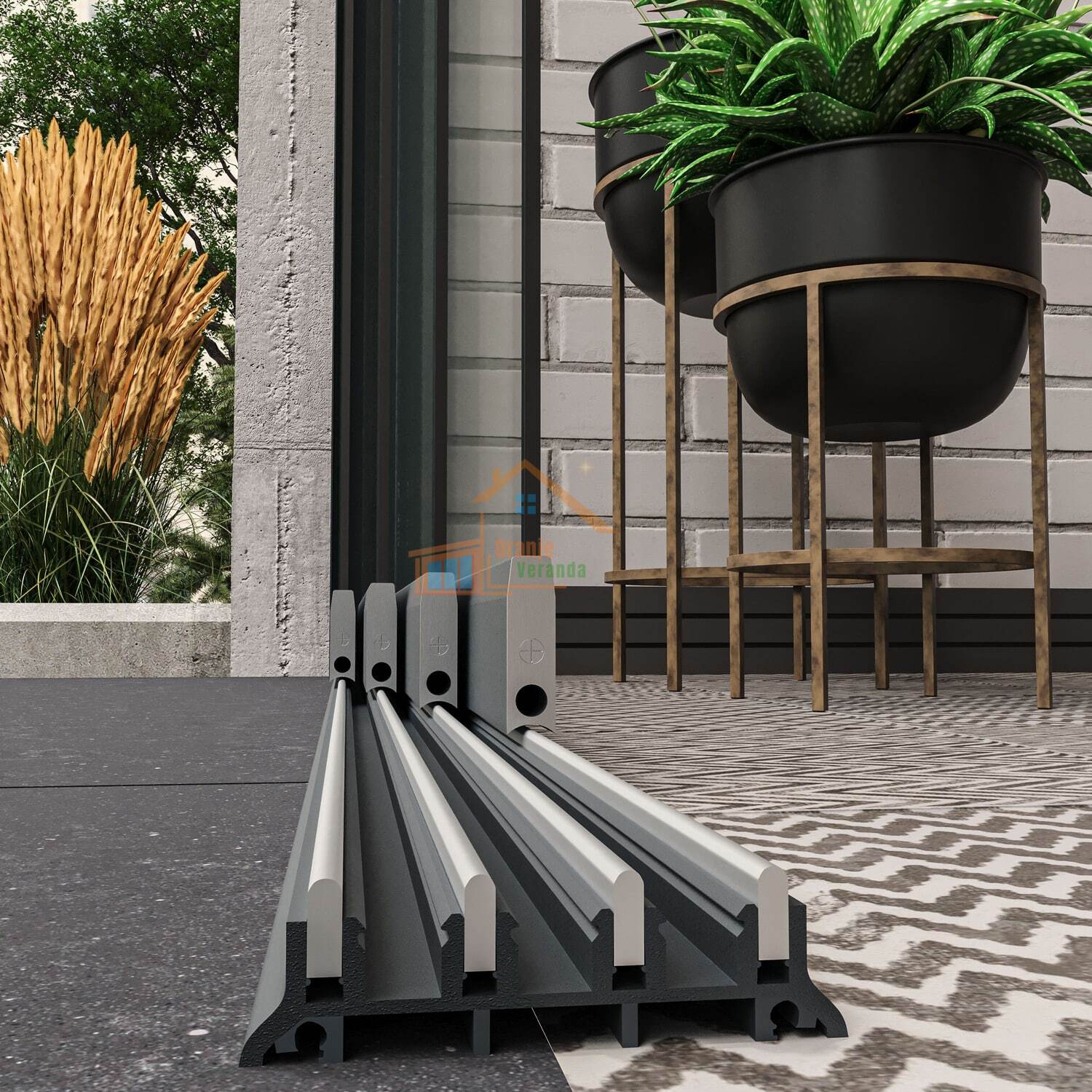 4-Rail Glazen Schuifwand tot 3510 mm breed (4x 900mm glas)