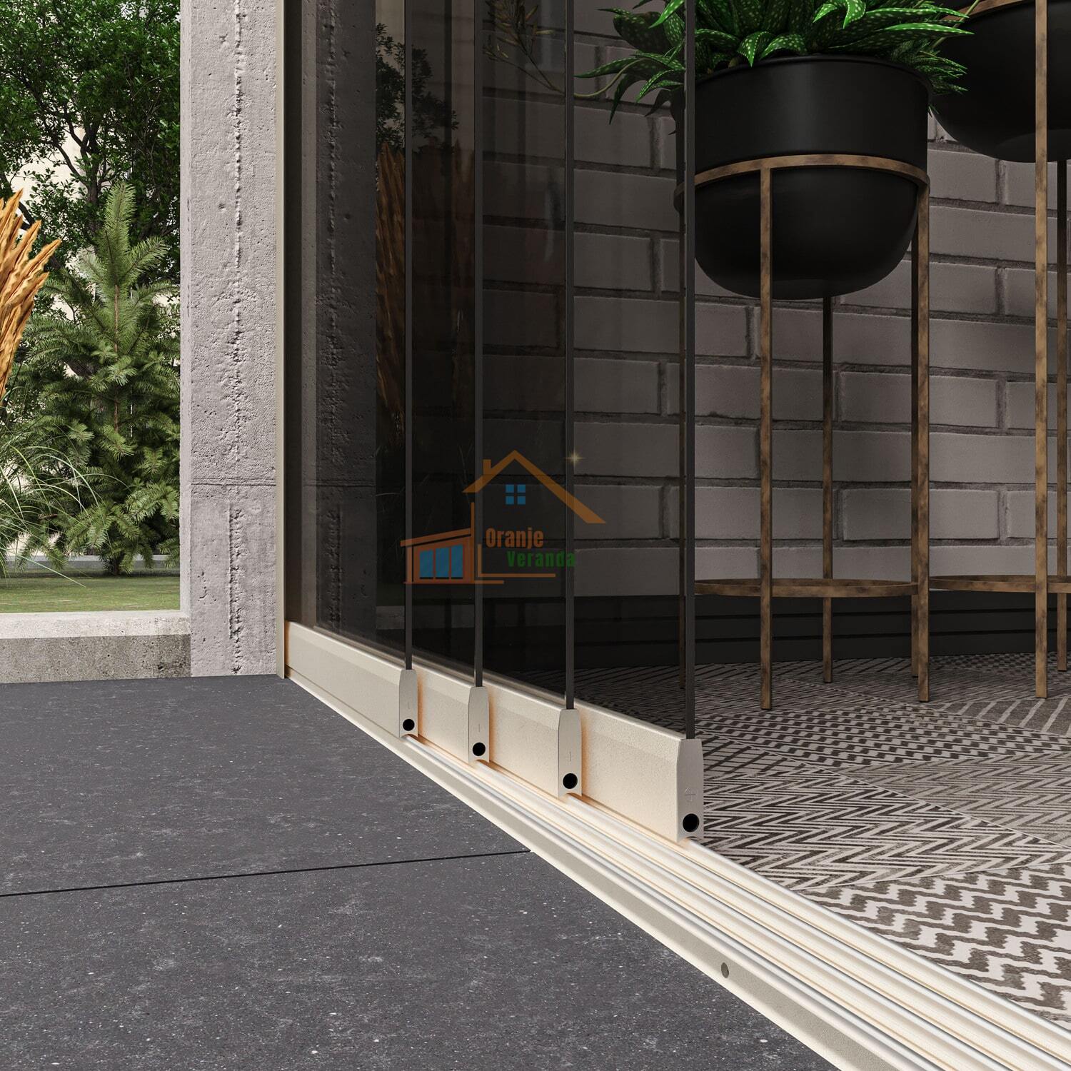 4-Rail Glazen Schuifwand tot 3510 mm breed (4x 900mm glas)