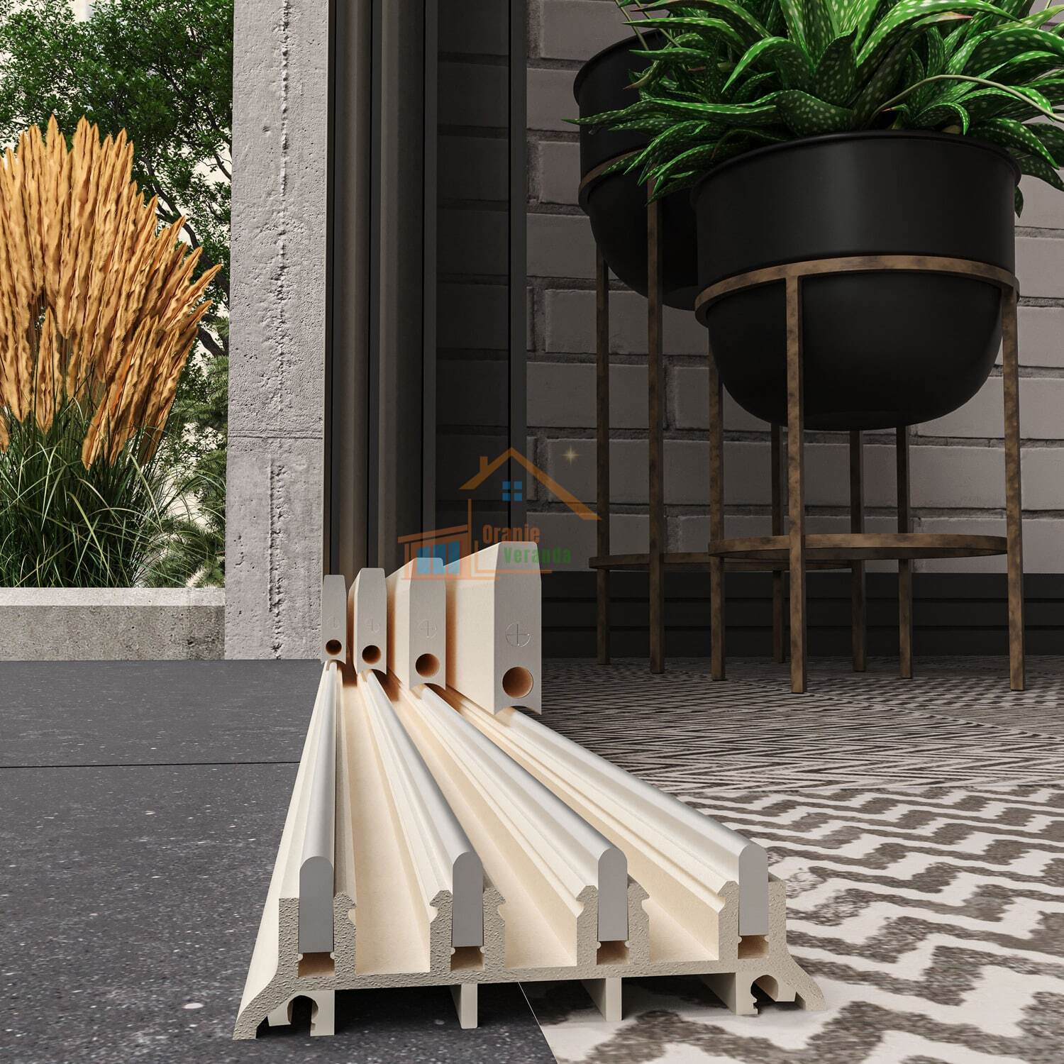 4-Rail Glazen Schuifwand tot 3510 mm breed (4x 900mm glas)