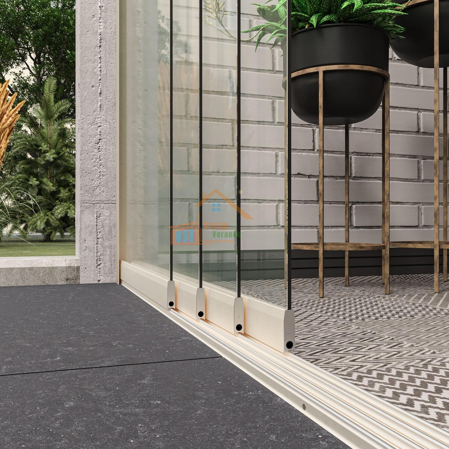 4-Rail Glazen Schuifwand tot 3510 mm breed (4x 900mm glas)