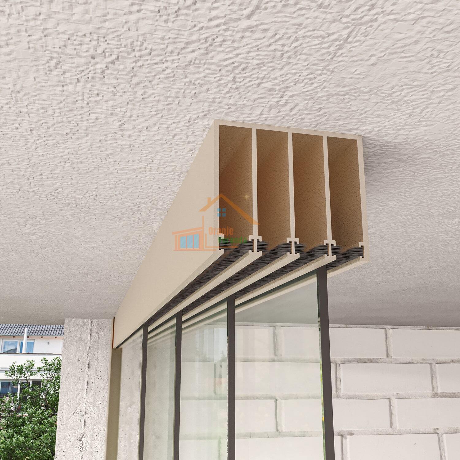 4-Rail Glazen Schuifwand tot 3750 mm breed (4x 960mm glas)