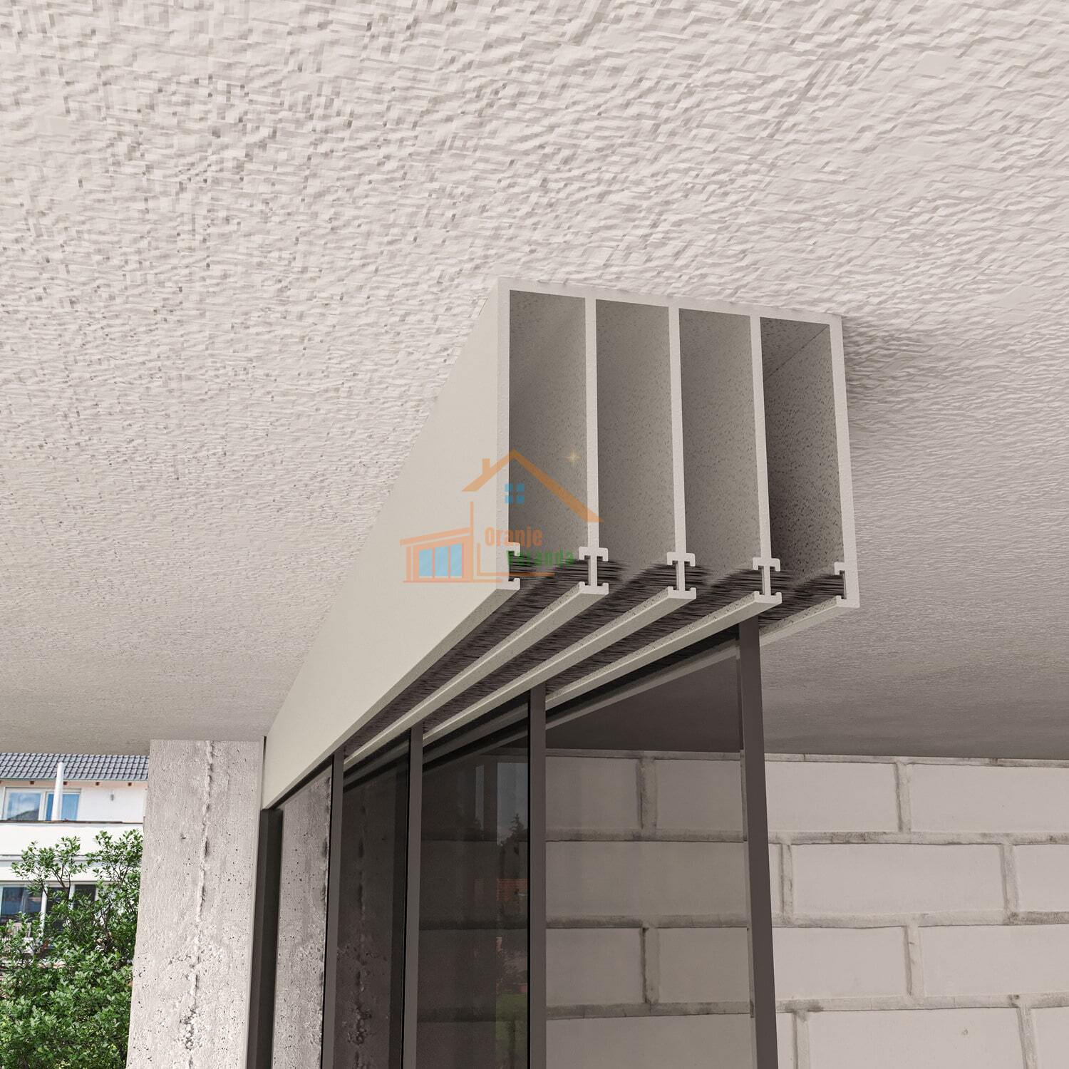 4-Rail Glazen Schuifwand tot 3510 mm breed (4x 900mm glas)