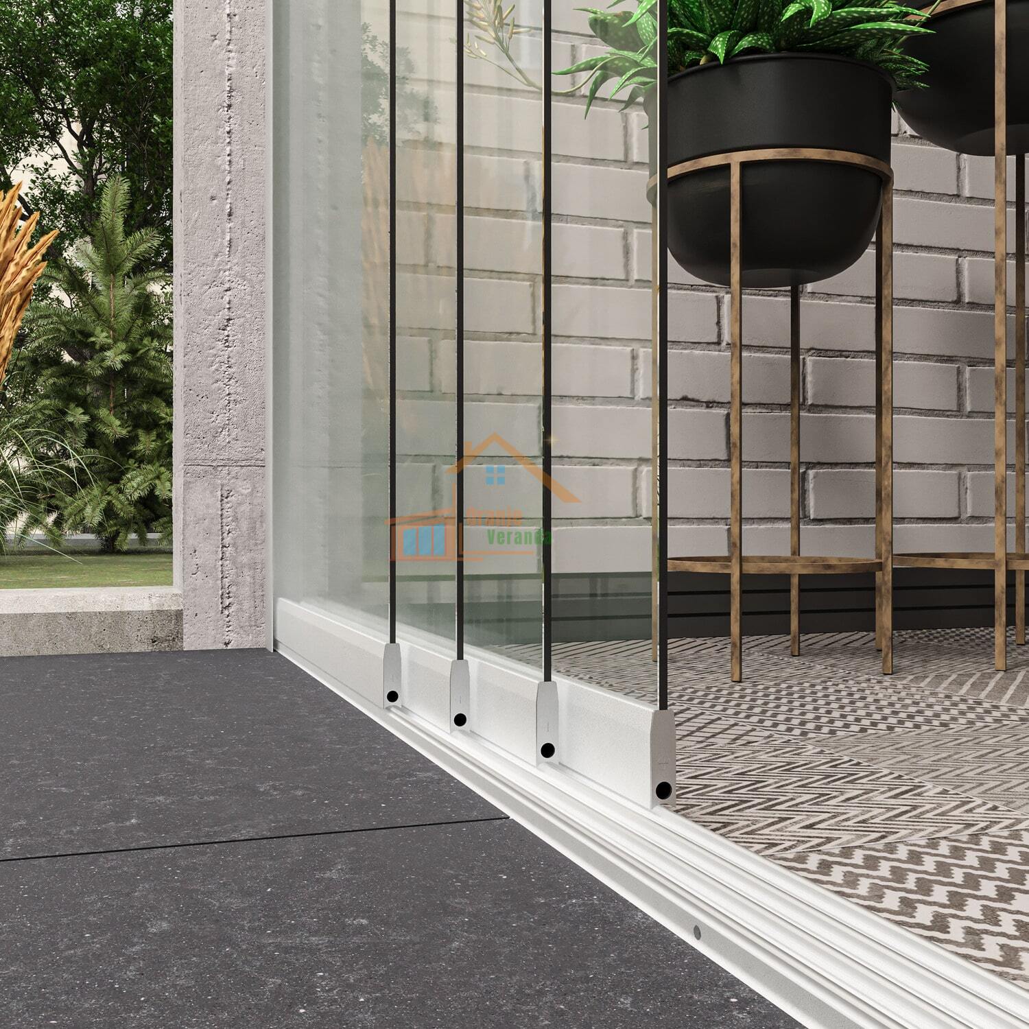 4-Rail Glazen Schuifwand tot 3510 mm breed (4x 900mm glas)