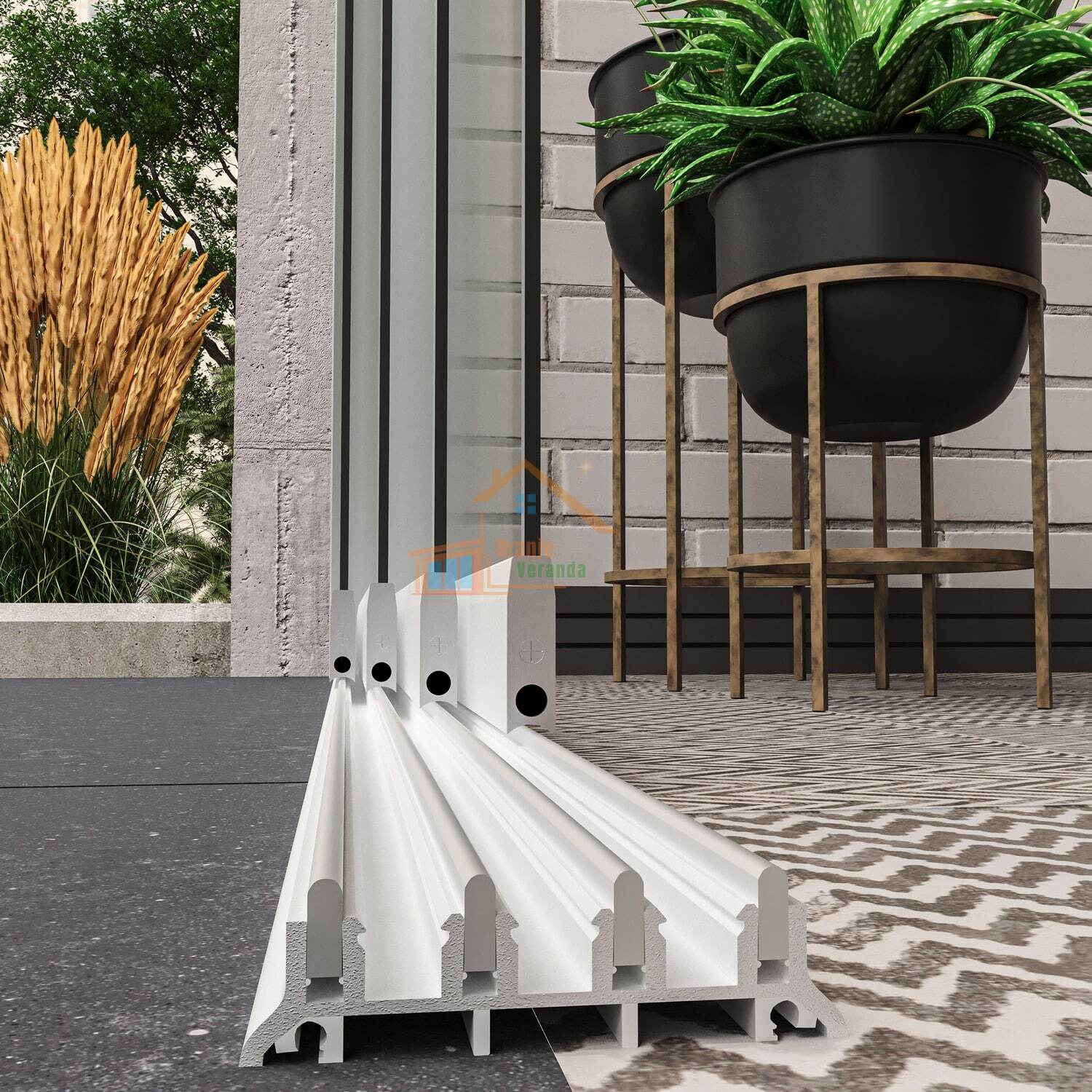 4-Rail Glazen Schuifwand tot 3510 mm breed (4x 900mm glas)