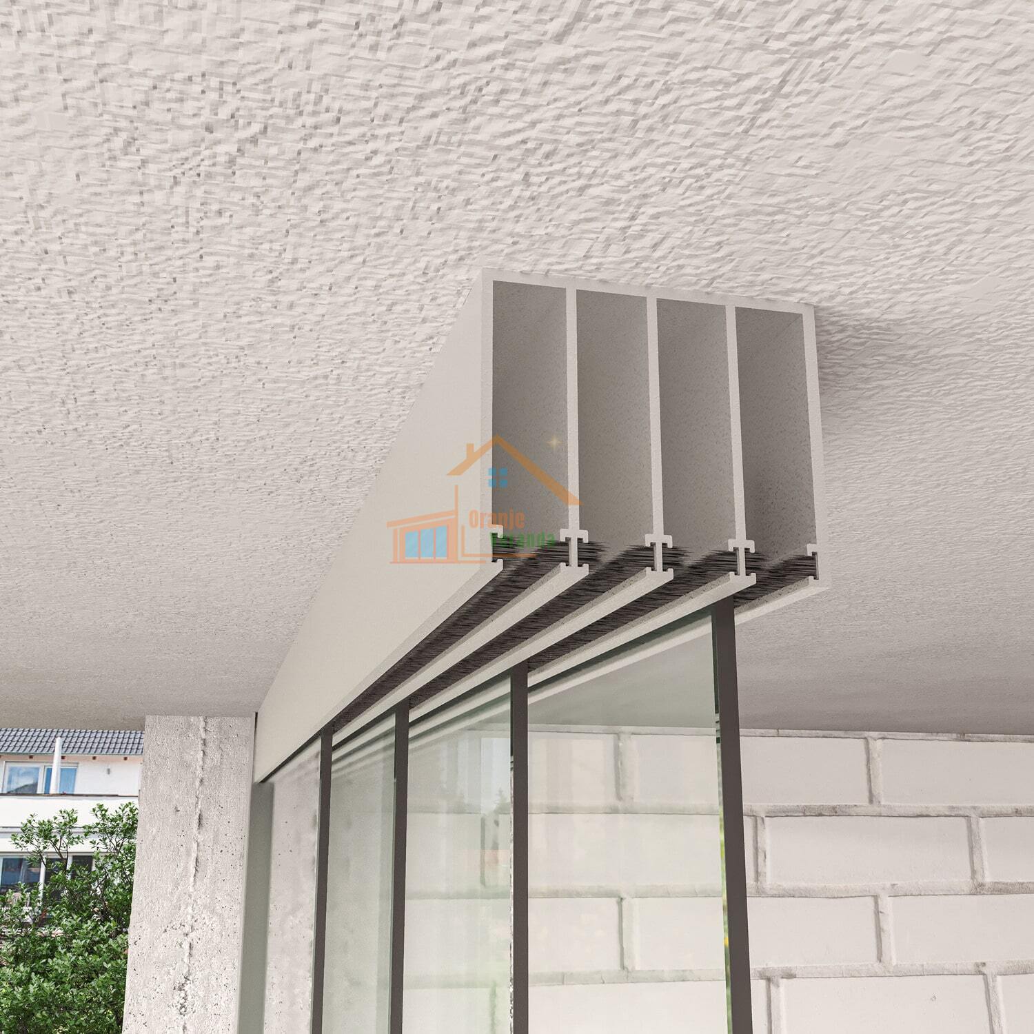 4-Rail Glazen Schuifwand tot 3510 mm breed (4x 900mm glas)