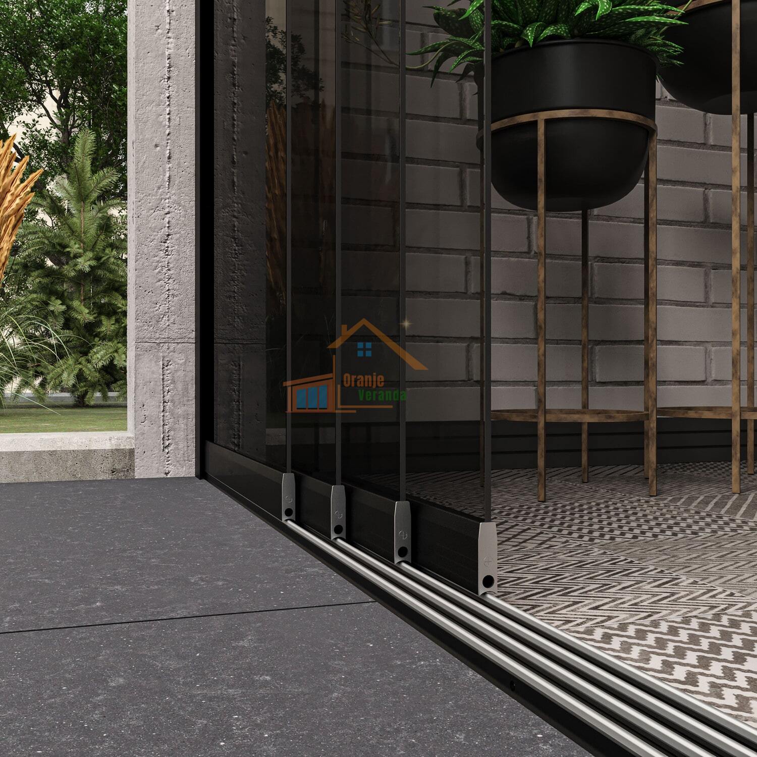 4-Rail Glazen Schuifwand tot 3510 mm breed (4x 900mm glas)