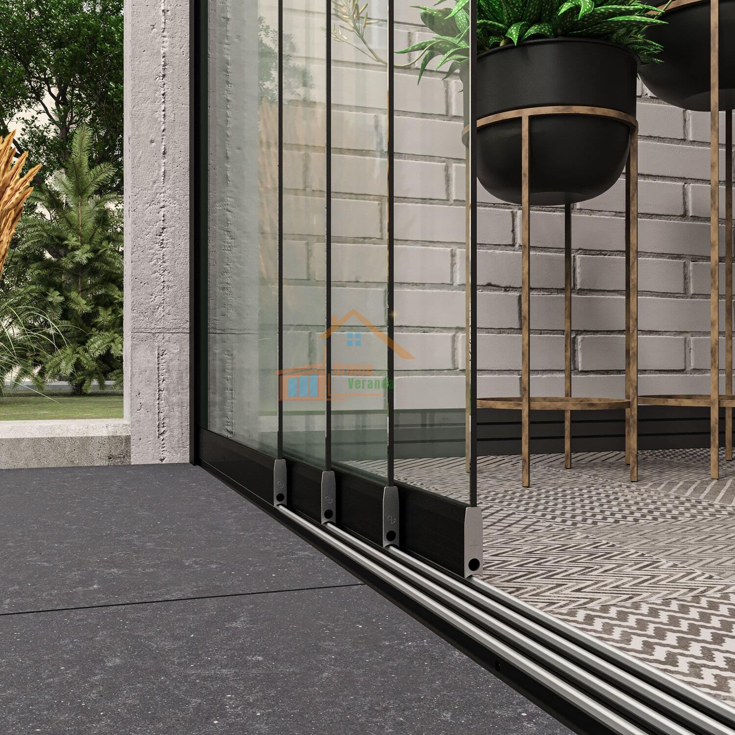 4-Rail Glazen Schuifwand tot 3510 mm breed (4x 900mm glas)