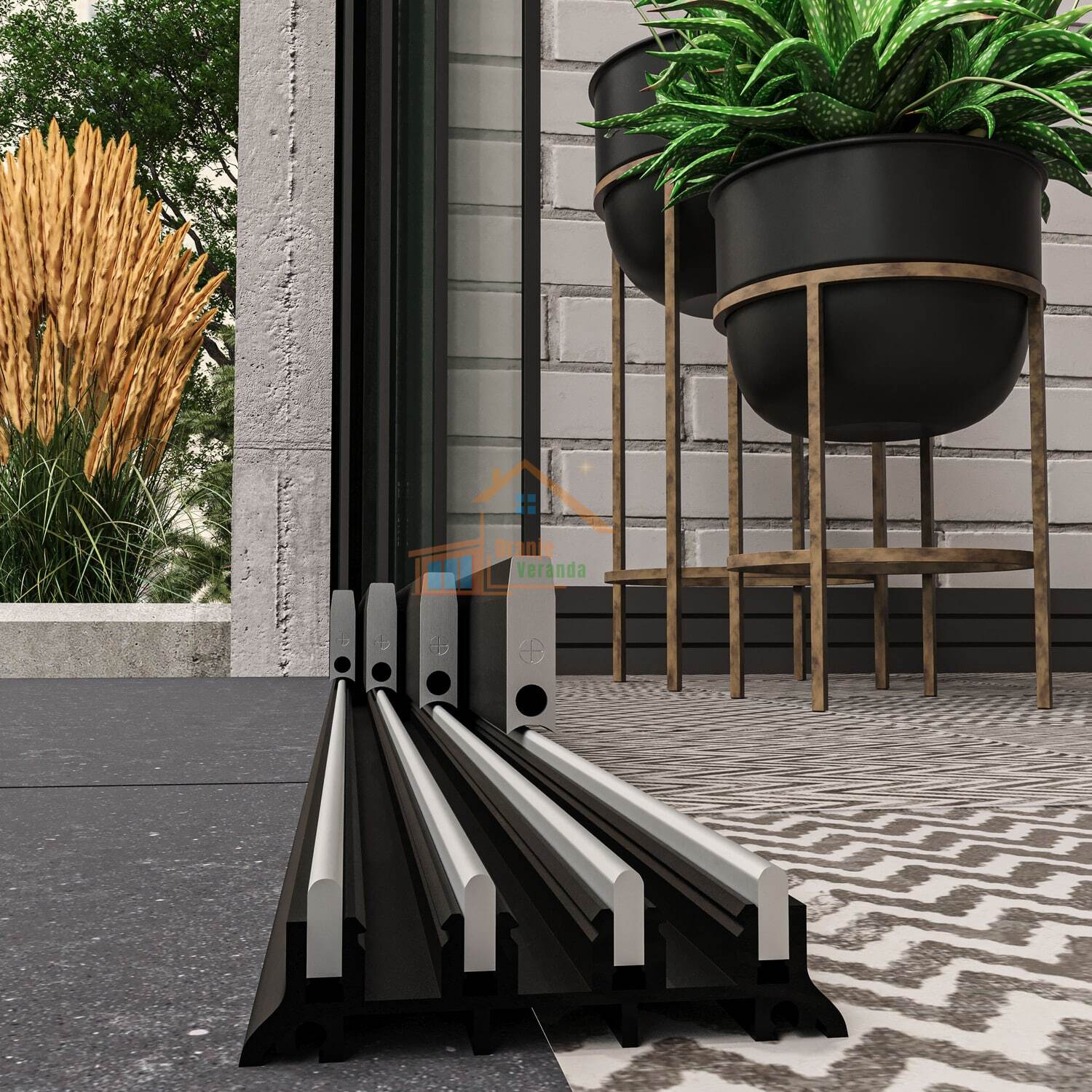 4-Rail Glazen Schuifwand tot 3510 mm breed (4x 900mm glas)