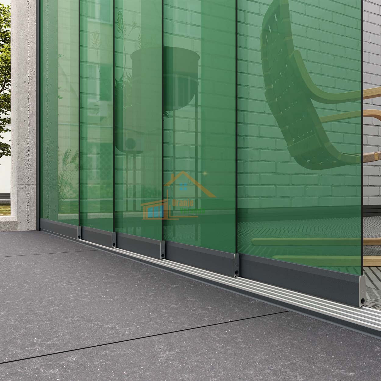 5-Rail Glazen Schuifwand tot 5030 mm breed (5x 1030mm glas)