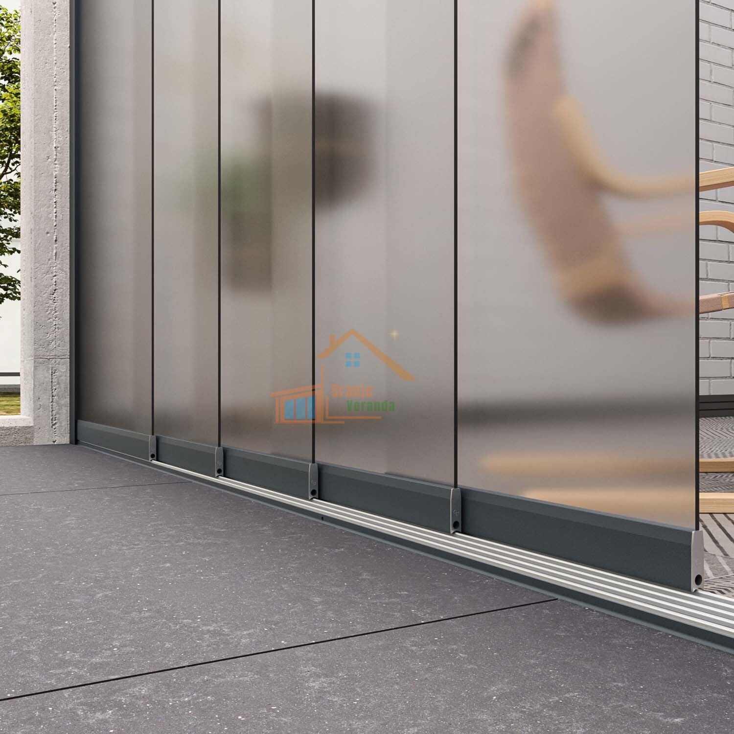 5-Rail Glazen Schuifwand tot 3980 mm breed (5x 820mm glas)
