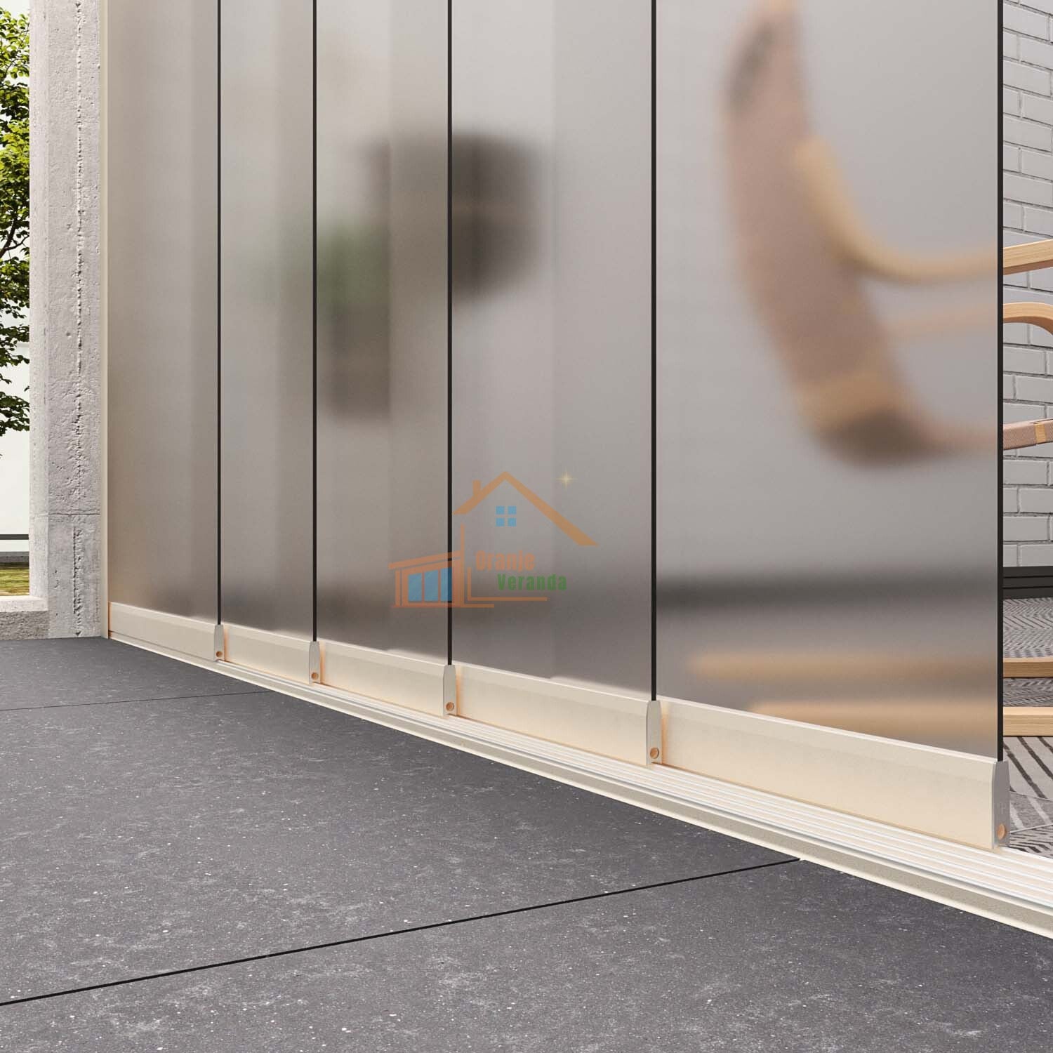 5-Rail Glazen Schuifwand tot 5030 mm breed (5x 1030mm glas)