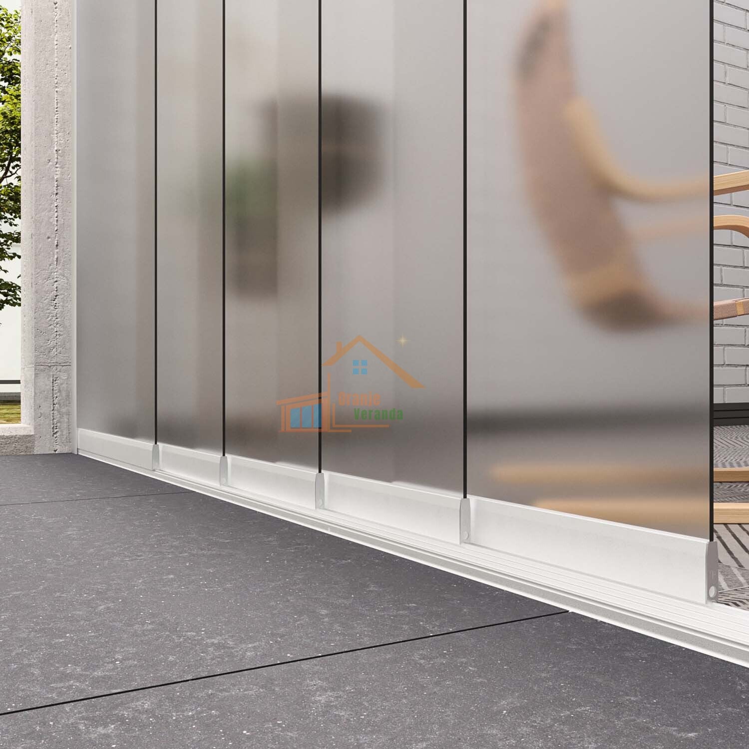 5-Rail Glazen Schuifwand tot 4380 mm breed (5x 900mm glas)