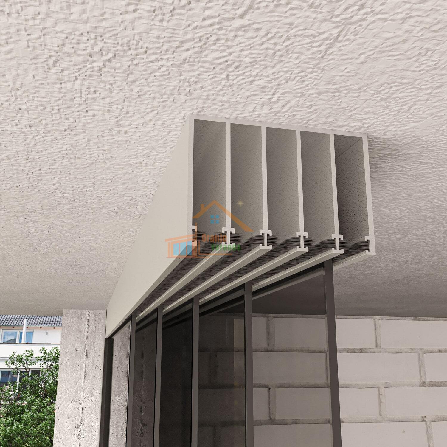 5-Rail Glazen Schuifwand tot 5030 mm breed (5x 1030mm glas)