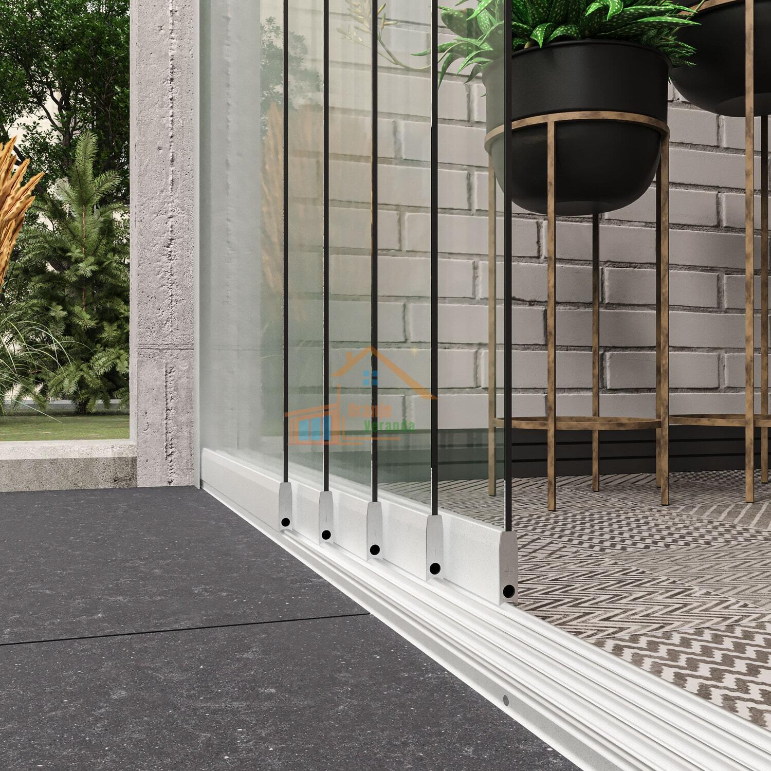 5-Rail Glazen Schuifwand tot 3980 mm breed (5x 820mm glas)