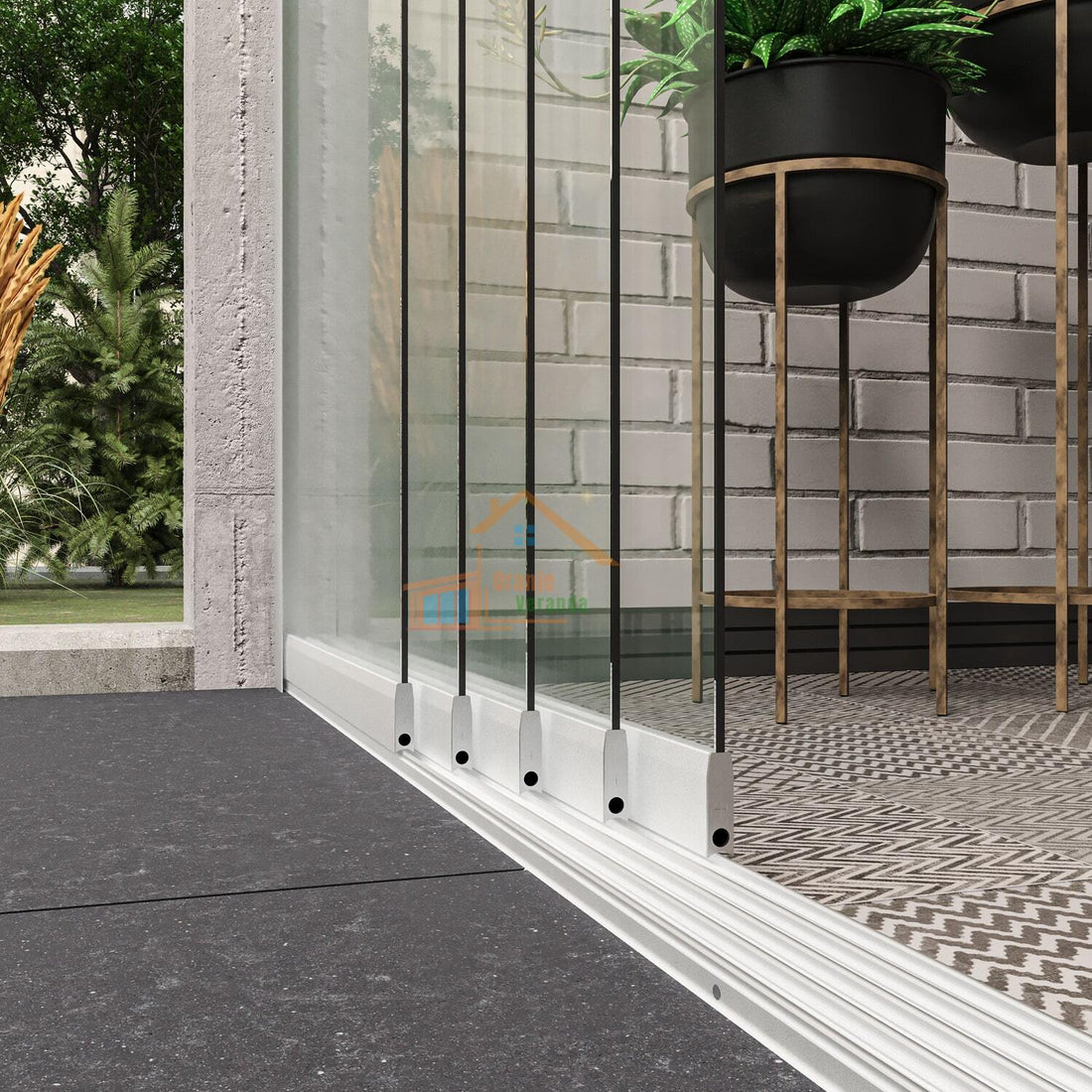 6-Rail Glazen Schuifwand tot 5250 mm breed (6x 900mm glas)