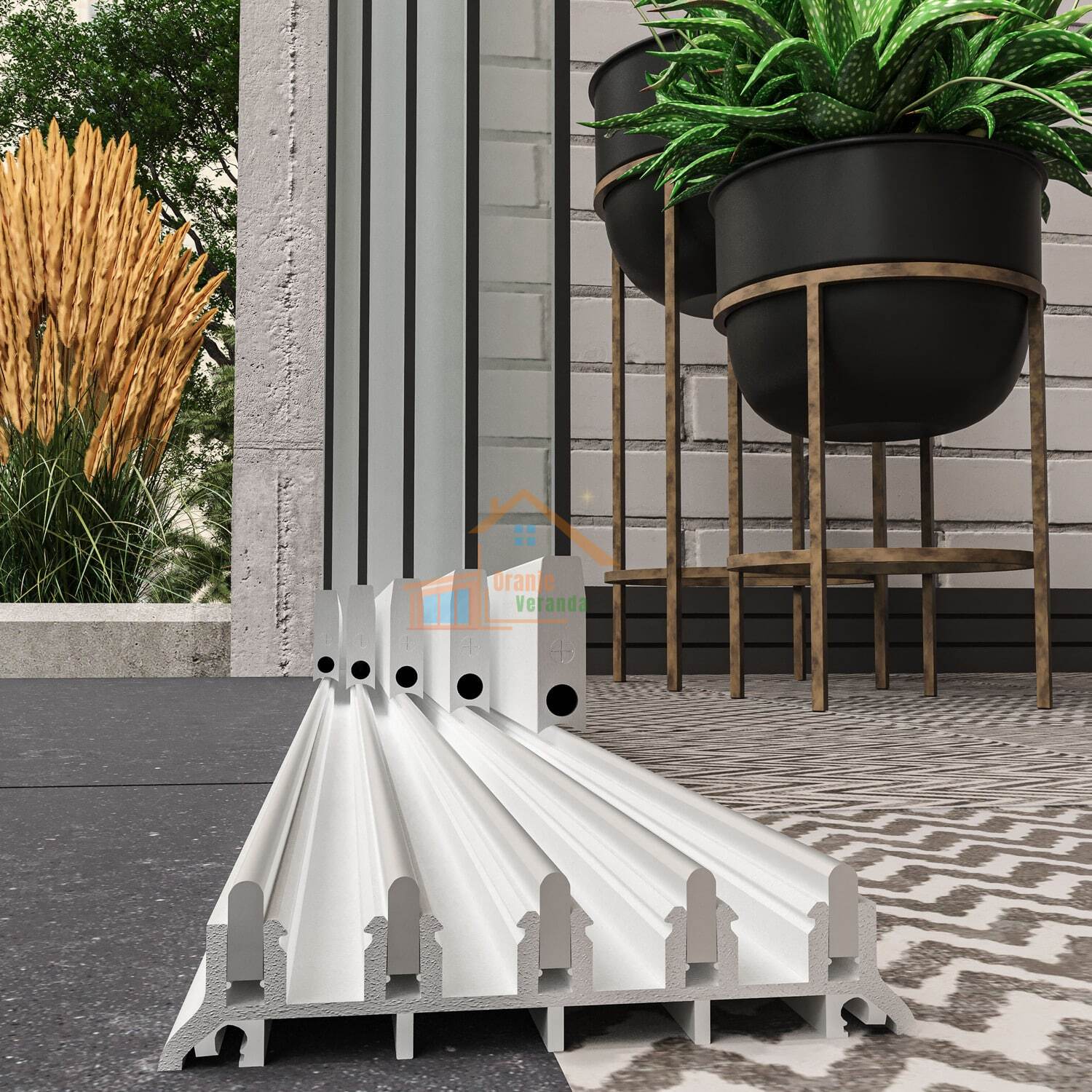 5-Rail Glazen Schuifwand tot 4380 mm breed (5x 900mm glas)