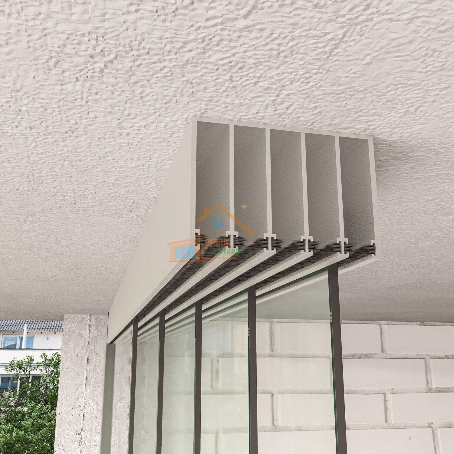 5-Rail Glazen Schuifwand tot 4380 mm breed (5x 900mm glas)