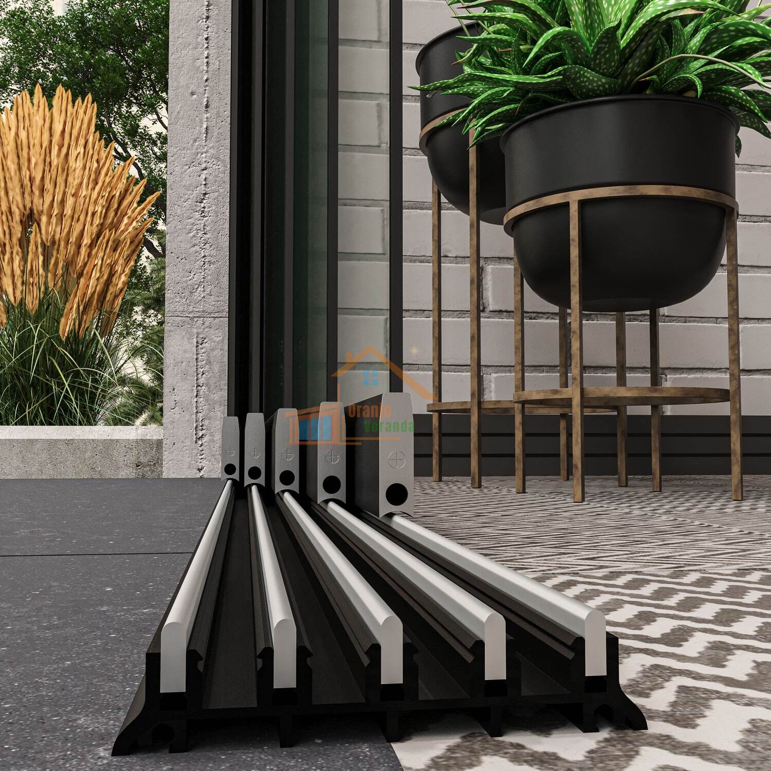 5-Rail Glazen Schuifwand tot 4380 mm breed (5x 900mm glas)