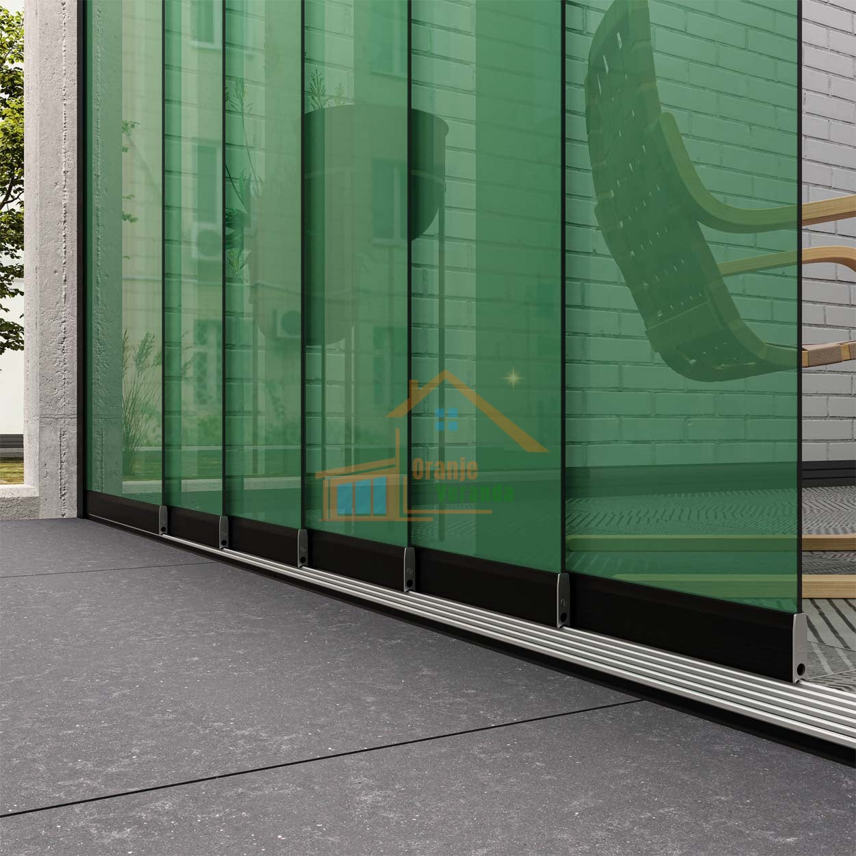 6-Rail Glazen Schuifwand tot 4770 mm breed (6x 820mm glas)