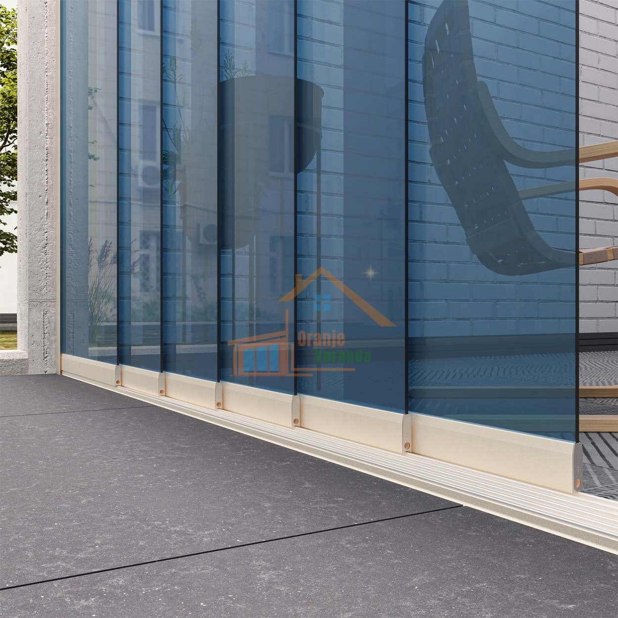 6-Rail Glazen Schuifwand tot 5610 mm breed (6x 960mm glas)